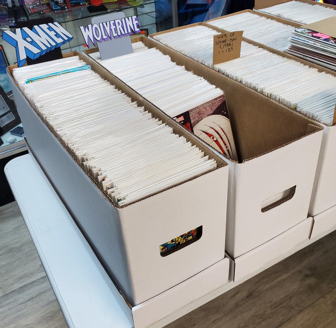 Max Protection Comic Book Storage Box - 1 Count Long ComicBook Box with White Corrugated Cardboard - Stackable Bin, Thick Case, Book Containers with Lid customer photo 2