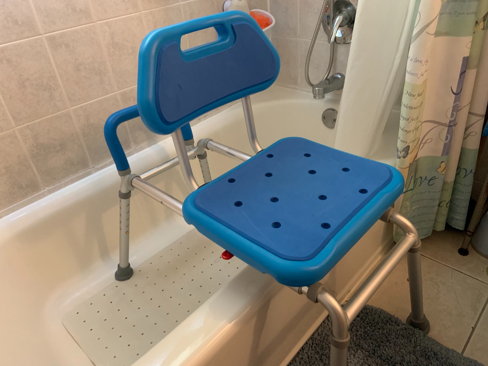 Gateway Premium Sliding Shower Chair Bath Transfer Bench with Swivel Padded Bath Tub Seat for Tubs and Shower, for Handicap & Seniors Mobility & Daily Living, Blue customer photo 1