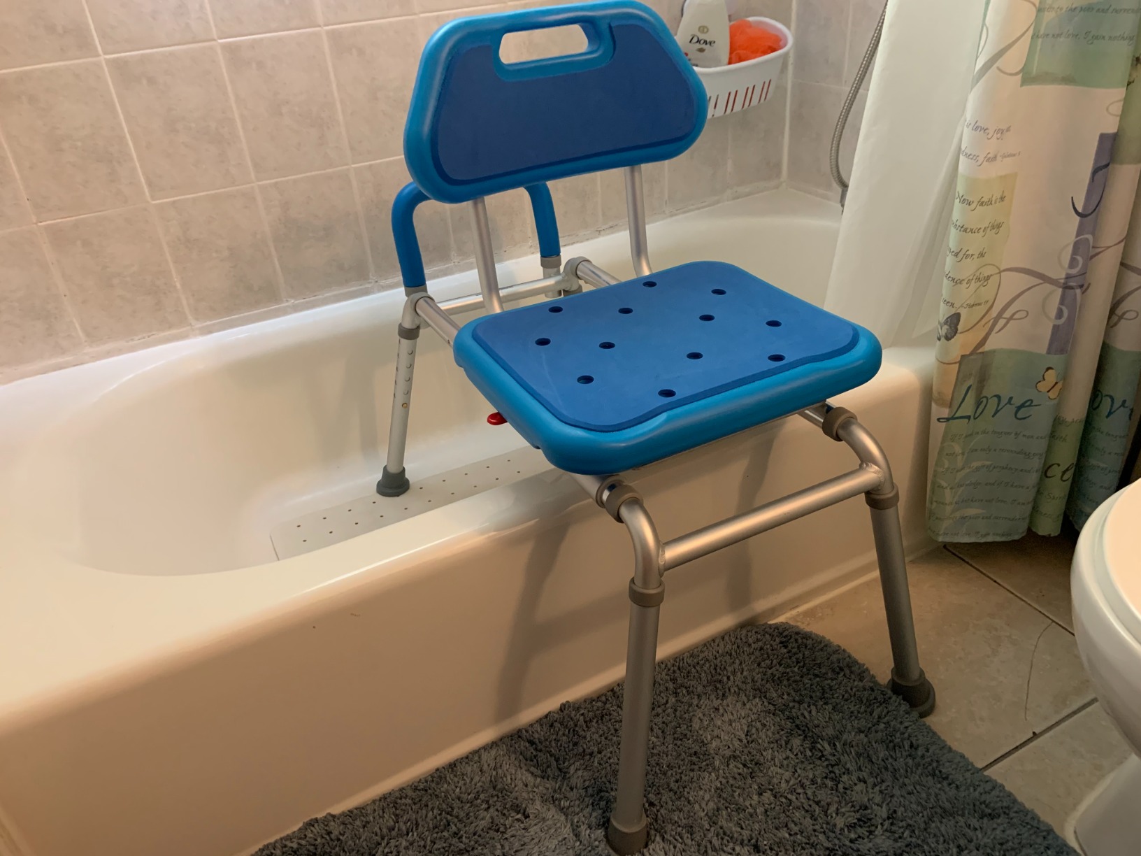 Gateway Premium Sliding Shower Chair Bath Transfer Bench with Swivel Padded Bath Tub Seat for Tubs and Shower, for Handicap & Seniors Mobility & Daily Living, Blue customer photo 2