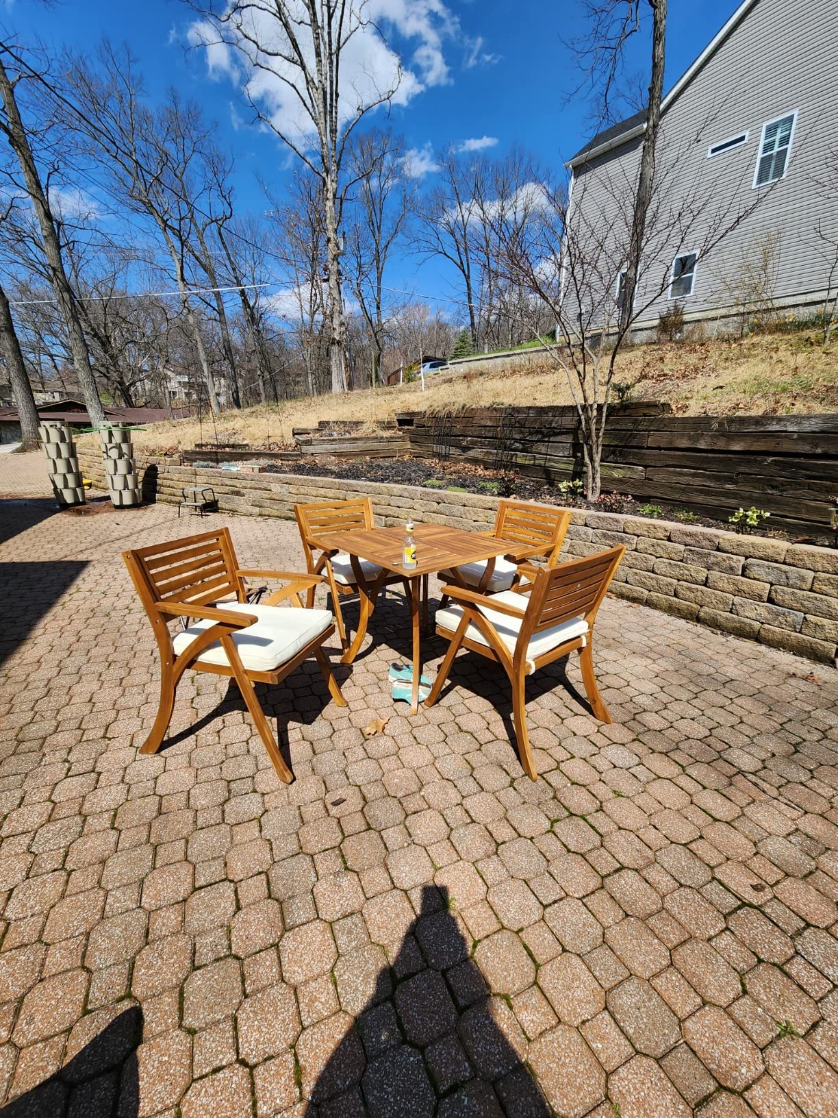 Christopher Knight Home Hermosa Acacia Wood Dining Set, 5-Pcs Set, Teak Finish customer photo 1