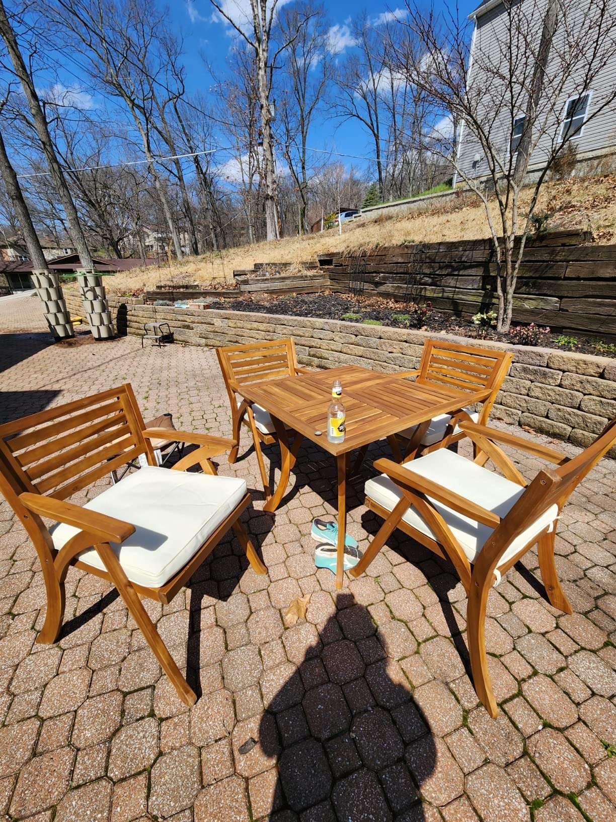 Christopher Knight Home Hermosa Acacia Wood Dining Set, 5-Pcs Set, Teak Finish customer photo 2