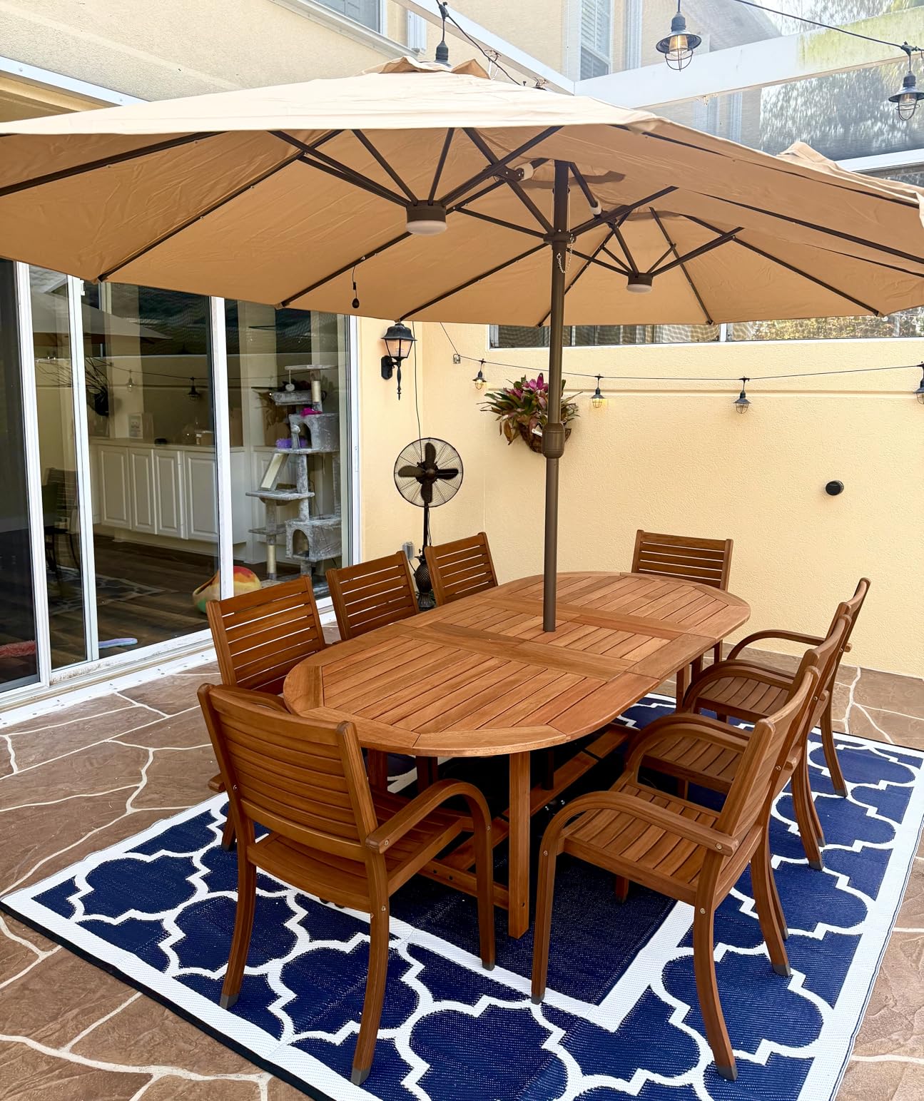 Amazonia 7-Piece Patio Dining Set, Dark Teak Finish and Ideal for Outdoors customer photo 1