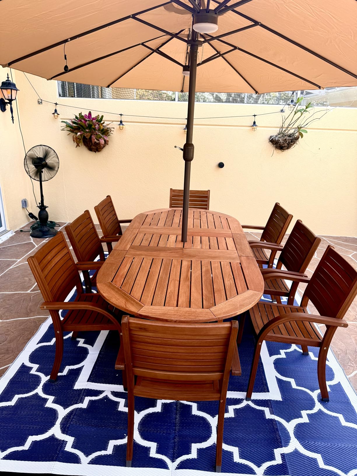 Amazonia 7-Piece Patio Dining Set, Dark Teak Finish and Ideal for Outdoors customer photo 2