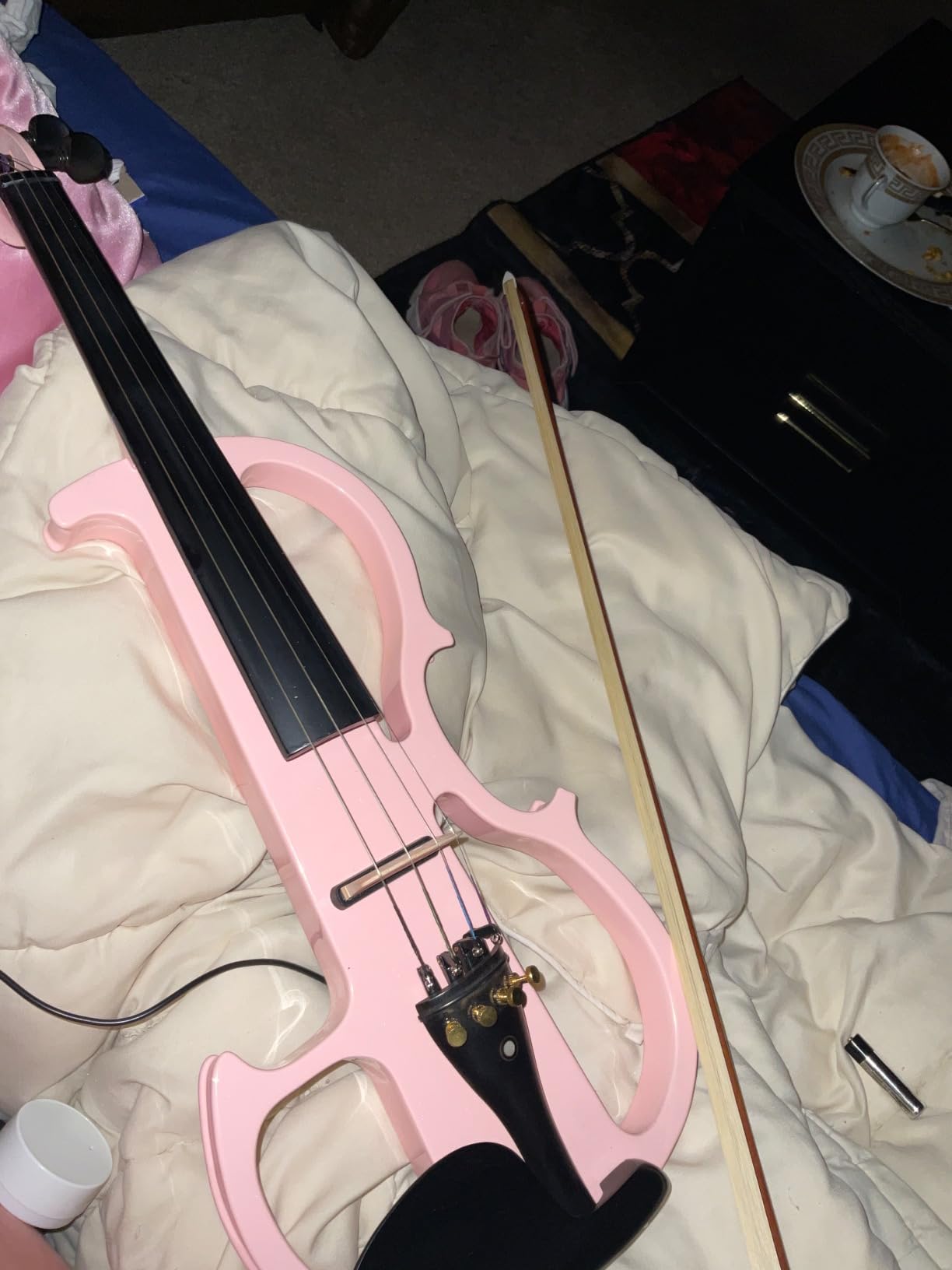Vangoa Electric Violin Full Size 4/4, Black Silent Electric Violin, Solid Wood Metallic Electric Fiddle with Ebony Fittings, Beginner Kit for Adults Teens customer photo 2