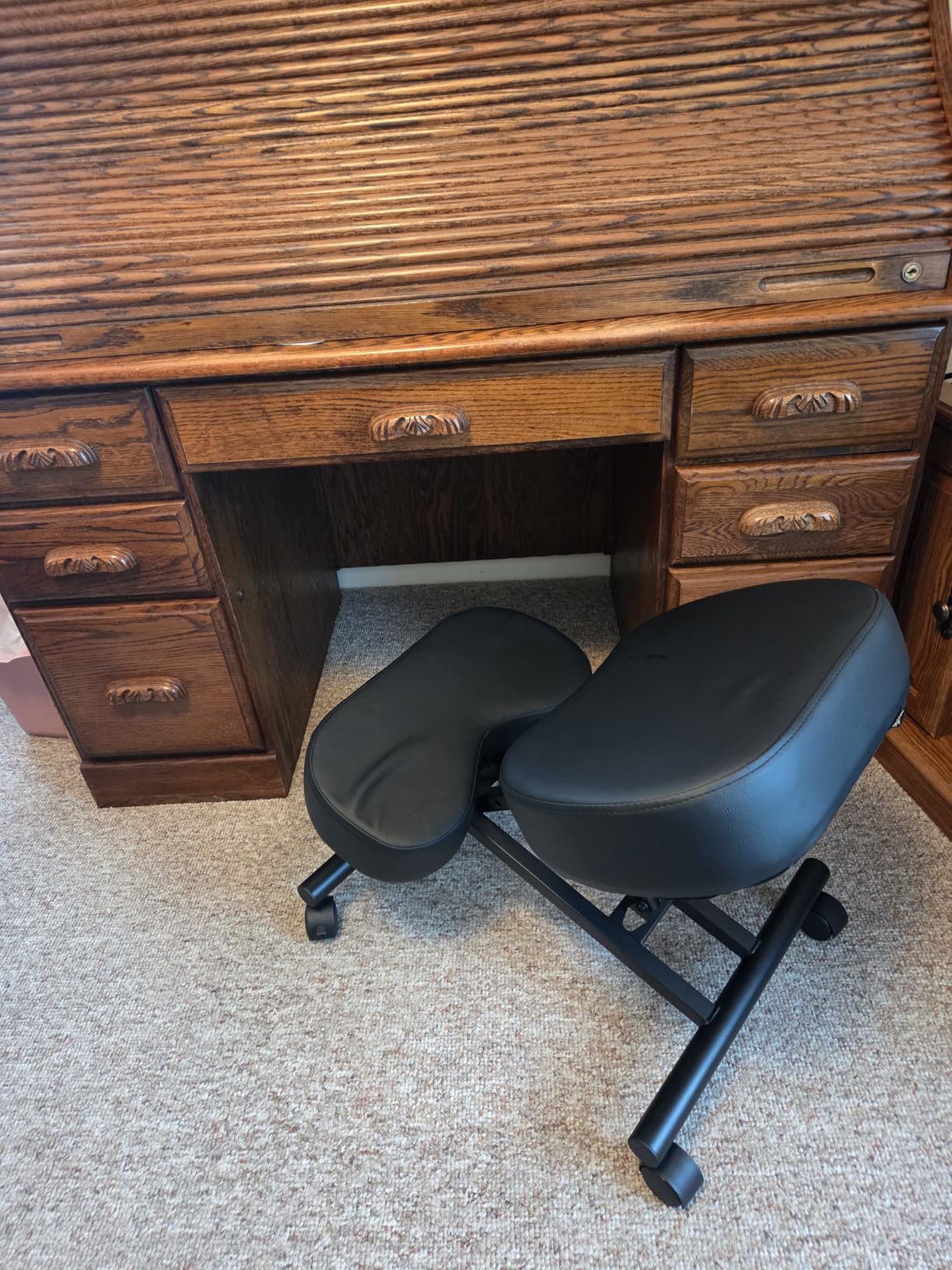 Ergonomic Kneeling Chair, Adjustable Stool for Home and Office - Improve Your Posture with an Angled Seat - Thick Comfortable Moulded Foam Cushions - Brake Casters customer photo 1