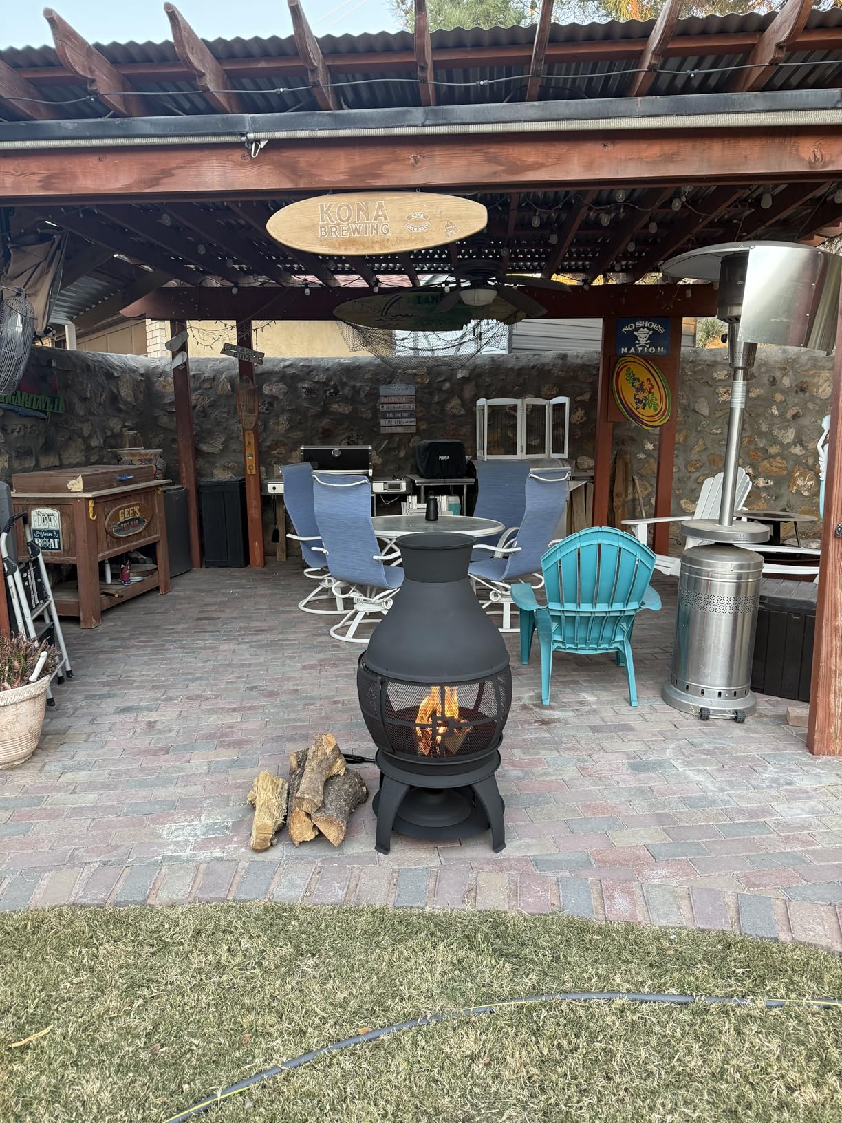 BALI OUTDOORS Chiminea Outdoor Fireplace, Outdoor Wood Burning Fire Pits for Backyard, Garden, Camping, Brown-Black customer photo 1