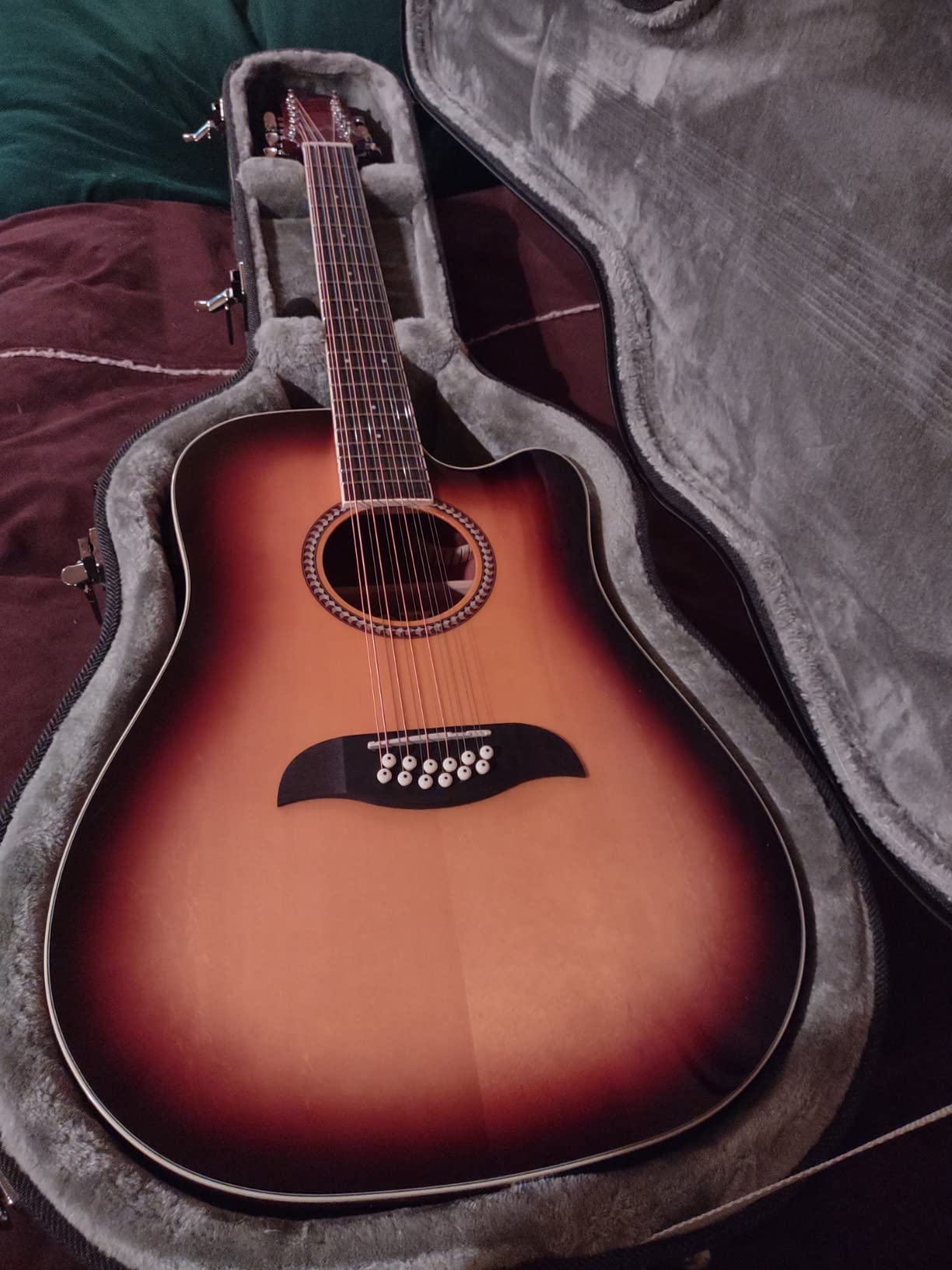 Oscar Schmidt OD312CEB-A Dreadnought (12 String) Cutaway Acoustic Electric Guitar, Black customer photo 3