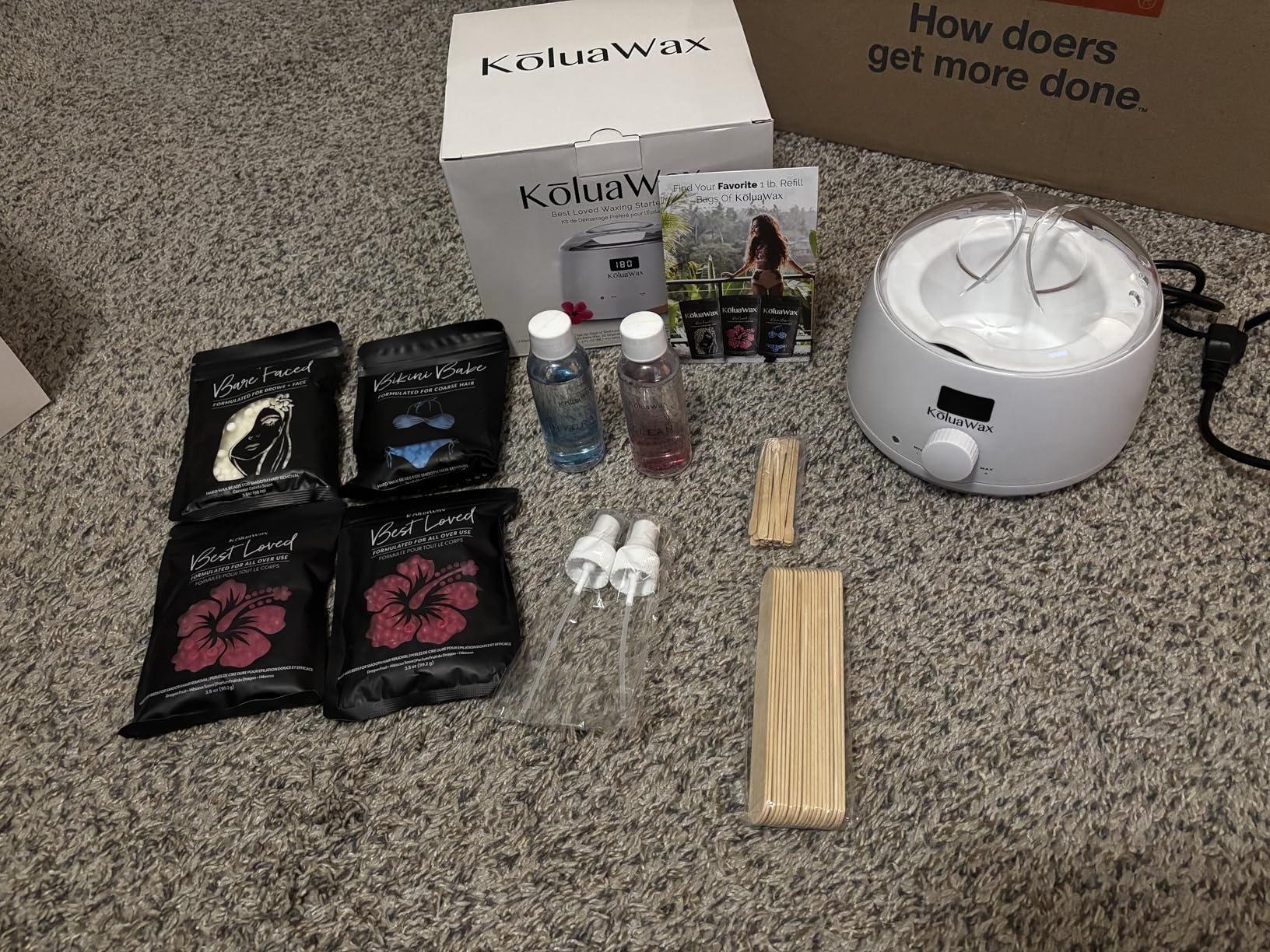 KoluaWax Premium Waxing Kit for Women - Beginner Friendly - Complete Wax Kit that includes 14oz of Wax Beads, Applicator, Pre and Post Care, Suitable for Sensitive Skin (Black) - Mothers Day Gifts customer photo 1