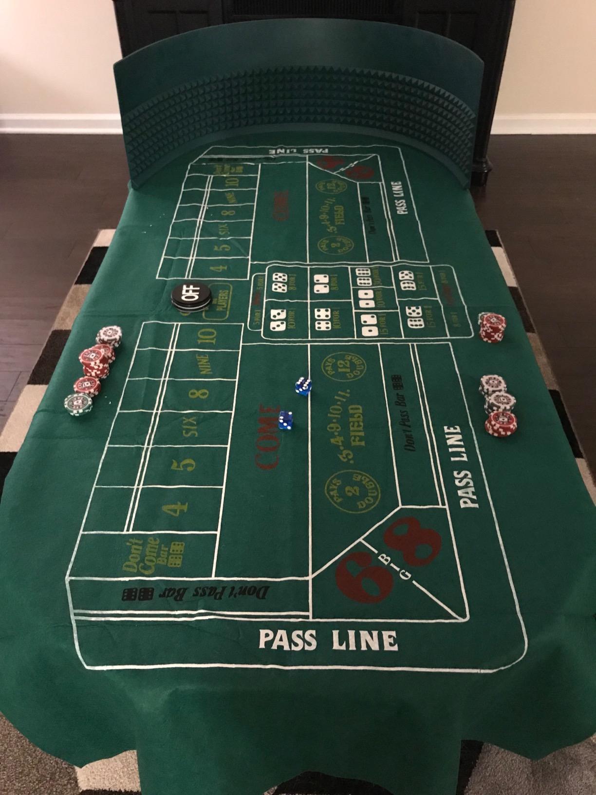Craps Diamond Pyramid Rubber Bumper - Craps Table Top Set Felt Mat Wall, 48