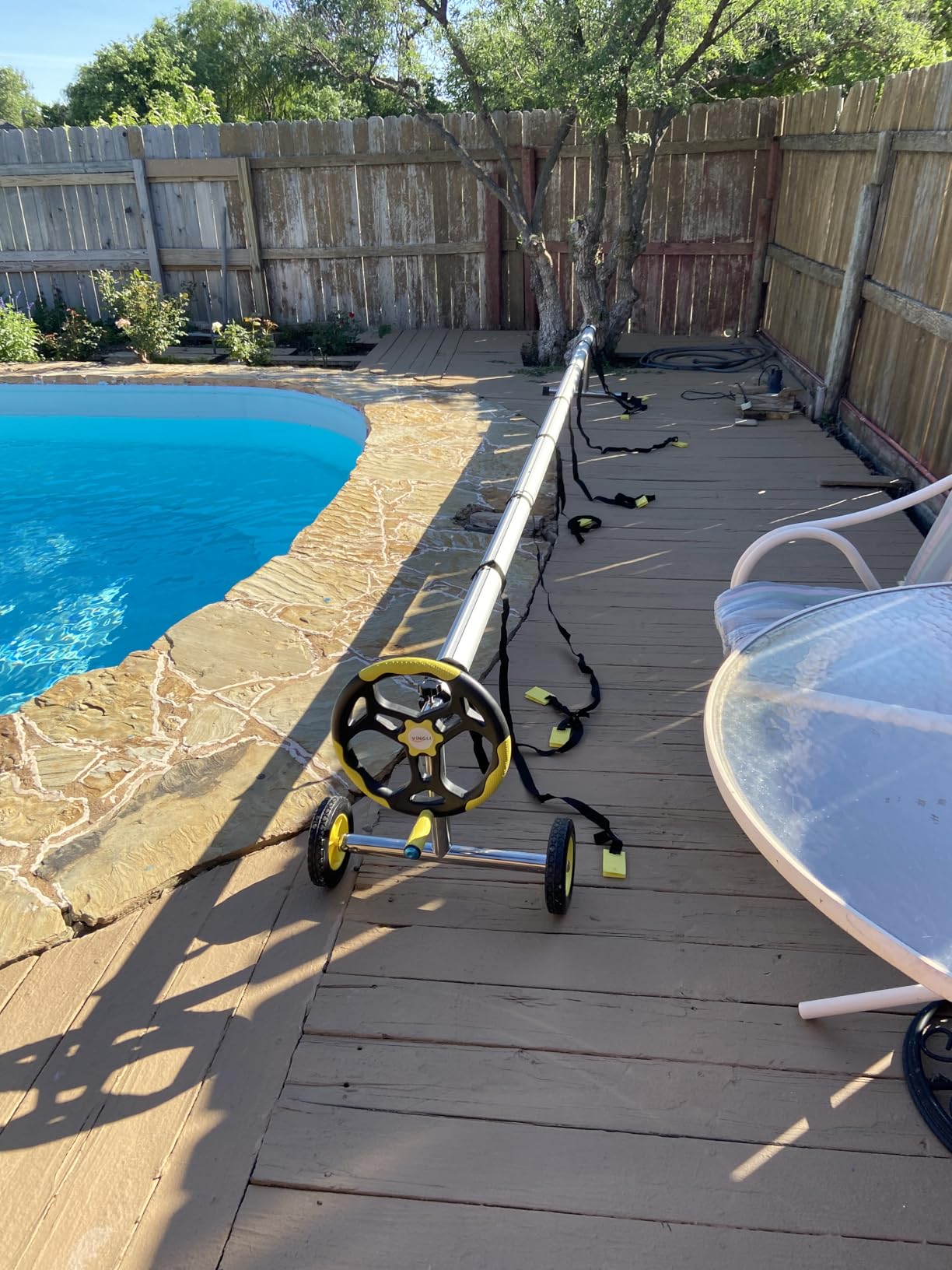 VINGLI Pool Cover Reel Set for Inground Swimming Pool, Aluminum Solar Swimming Inground Cover Blanket Reel (Upgrade) (18 Feet) customer photo 1