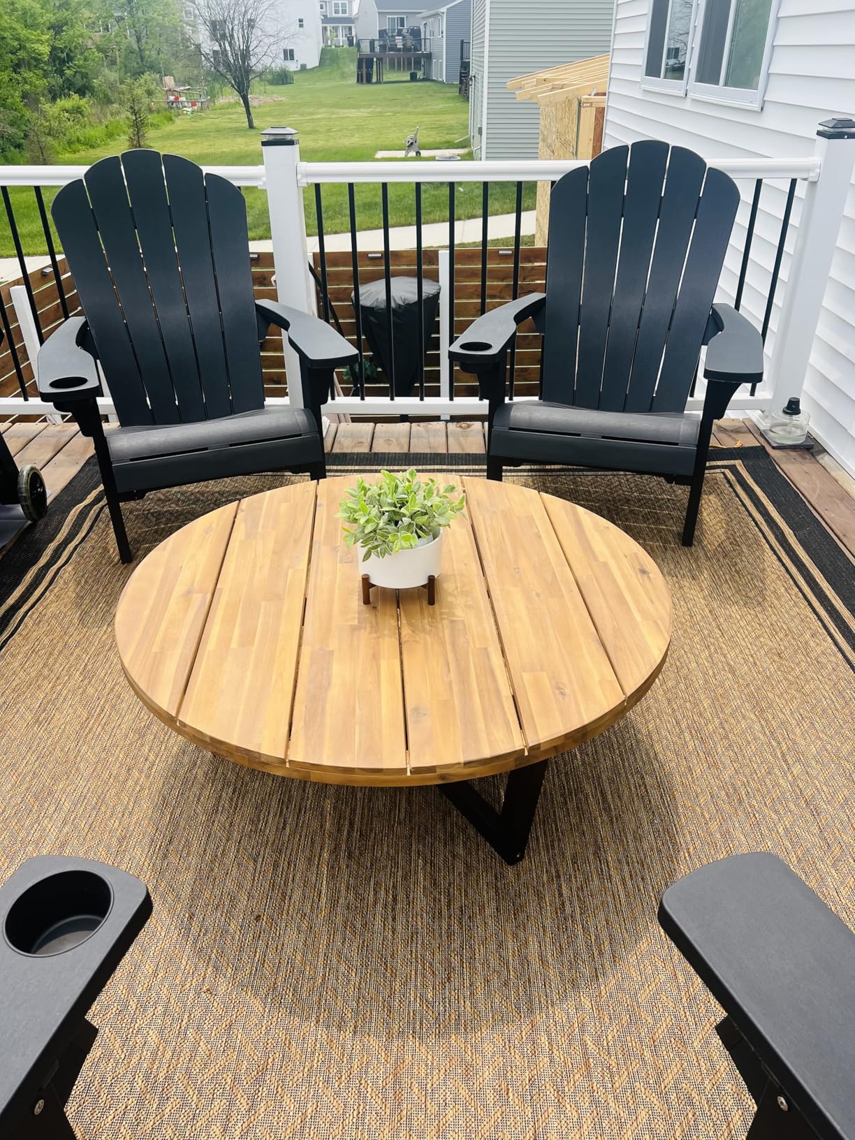 Gertmenian Indoor Outdoor Classic Flatweave Area Rug, Stain & UV Resistant Carpet, Deck, Patio, Poolside & Mudroom, 8x10 Ft Large, Border, Black Tan customer photo 2