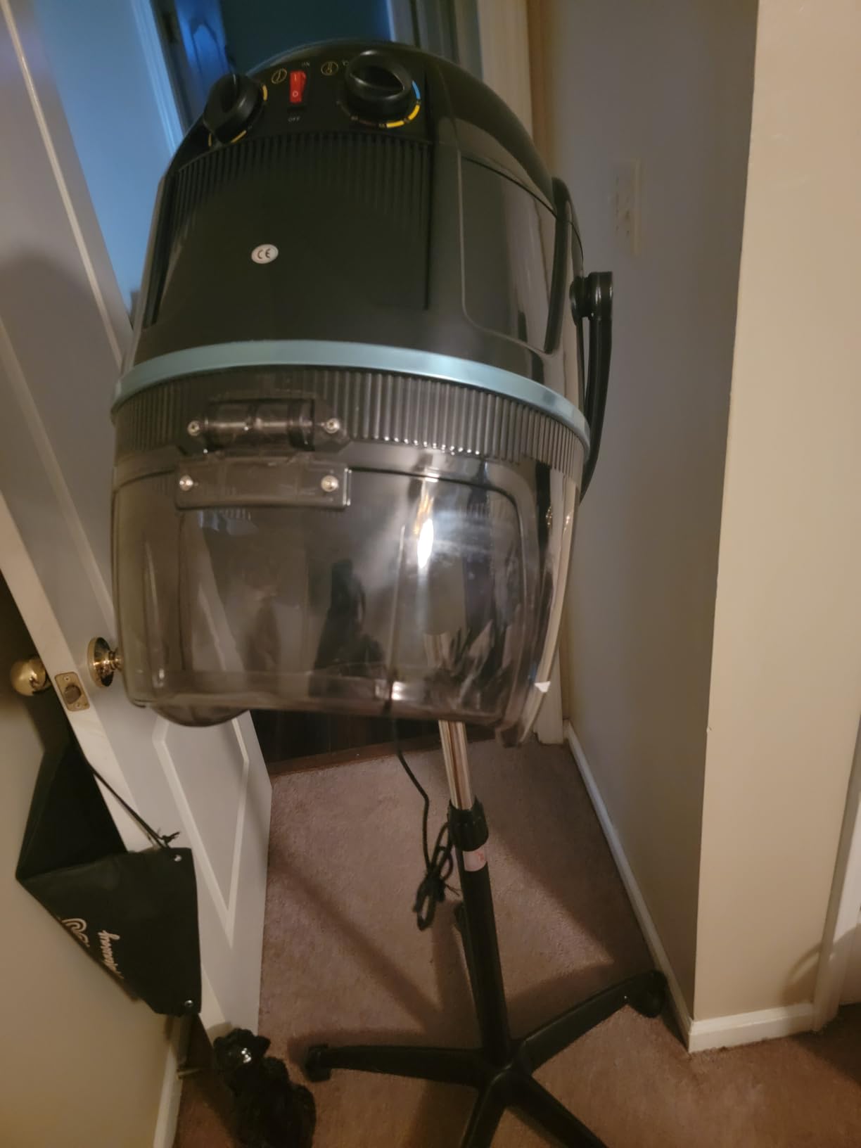 BarberPub 1300W Hooded Hair Bonnet Dryer with Stand, Height Adjustable Floor Standing Rolling Base, Beauty Salon Equipment with 360 Degree Rotation VHD08 (All Black) customer photo 2