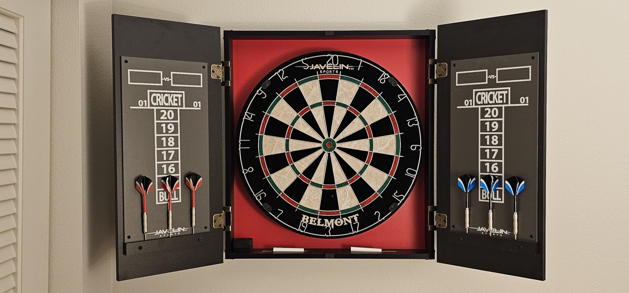 EastPoint Sports Official Size Dart Board Cabinet Set - Easy-Assembly & Complete with 6 Deluxe Steel Tip Darts and Accessories customer photo 2