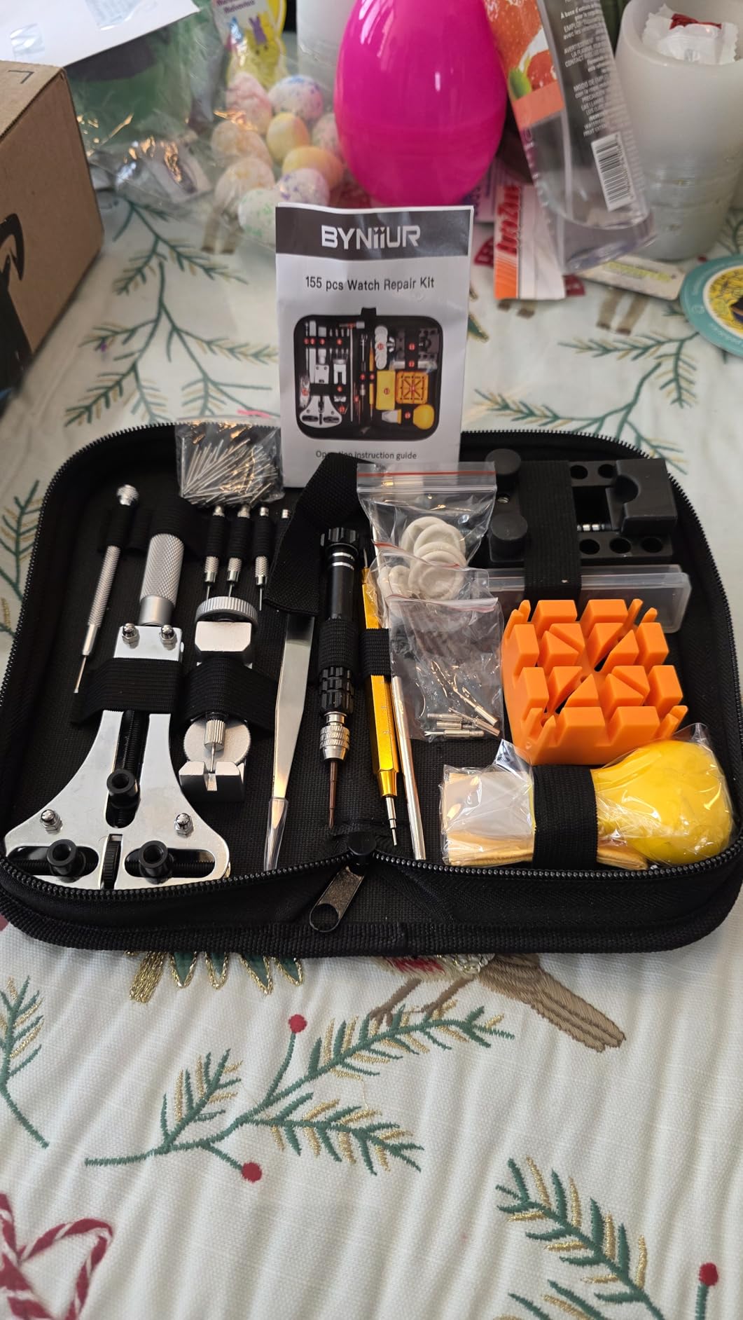 Watch Link Removal Kit, BYNIIUR Watch Repair Kit, Watch Case Opener Spring Bar Tools, Watch Battery Replacement Tool Kit, Watch Band Link Pin Tool Set with Carrying Case and Instruction Manual customer photo 1