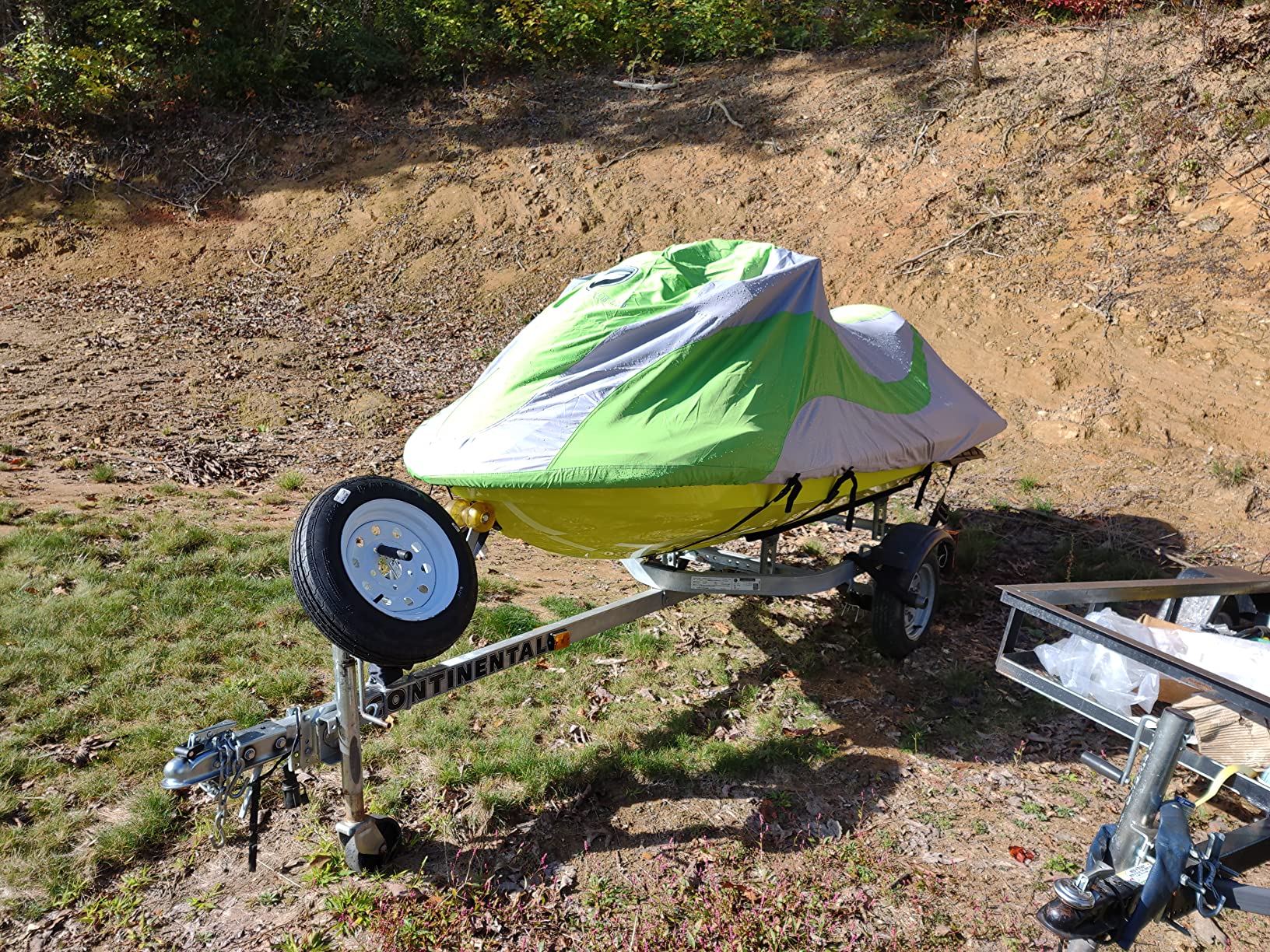 EliteShield Trailerable Jet Ski Cover, Heavy Duty Waterproof Marine Grade 600D Solution-Dyed Polyester PWC Cover, Fits from 136