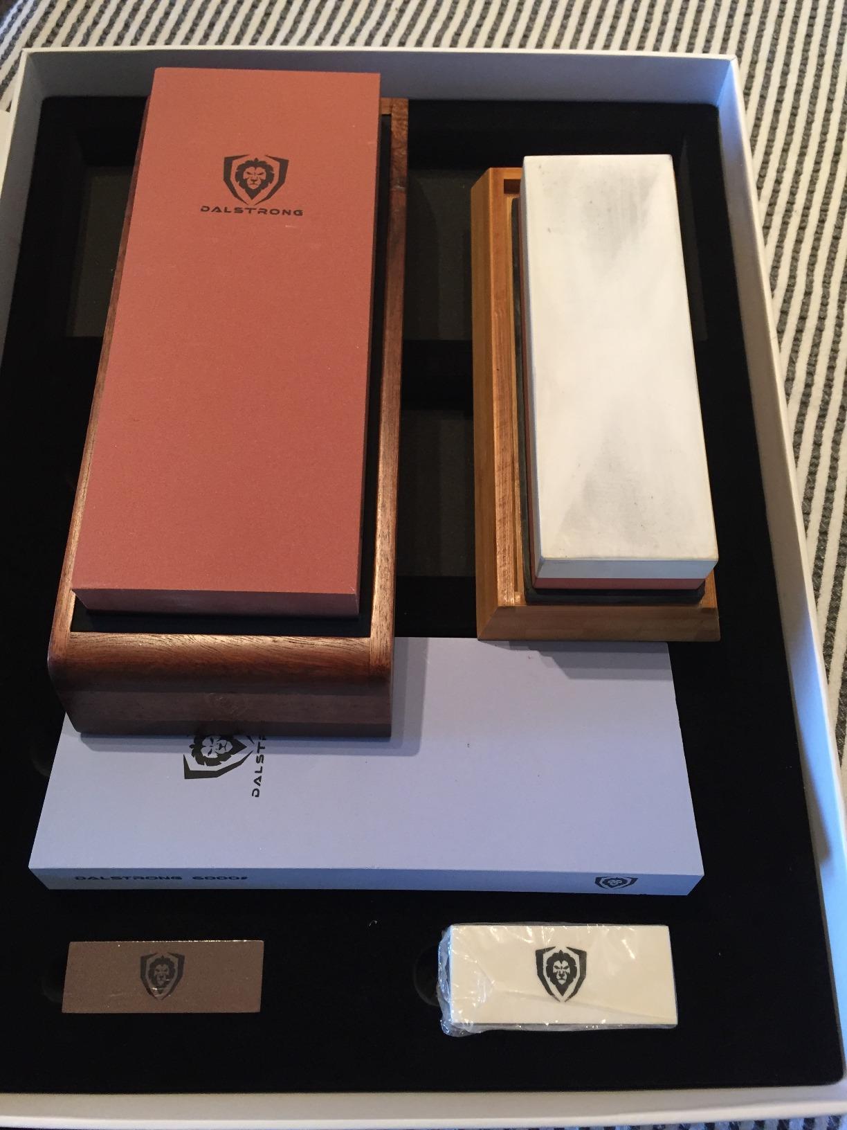 Dalstrong Whetstone Set #1000/#6000 - XL Corundum Sharpening Stones - For Restoring Dull Knives, Maintaining Any Kitchen Blade, Beginner to Pro - Non-Slip Base, Angle Guide customer photo 1