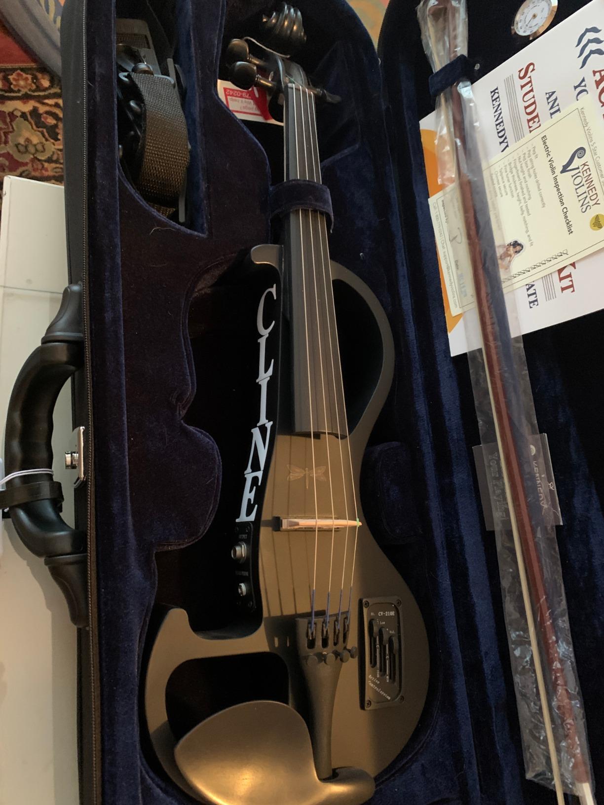 Electric Violin Bunnel Edge Outfit 4/4 Full Size (Clear) (BLACK) - With Carrying Case and Accessories - Mini Amp - Headphone Jack - Piezo Ceramic Pick-Up - from Kennedy Violins customer photo 1