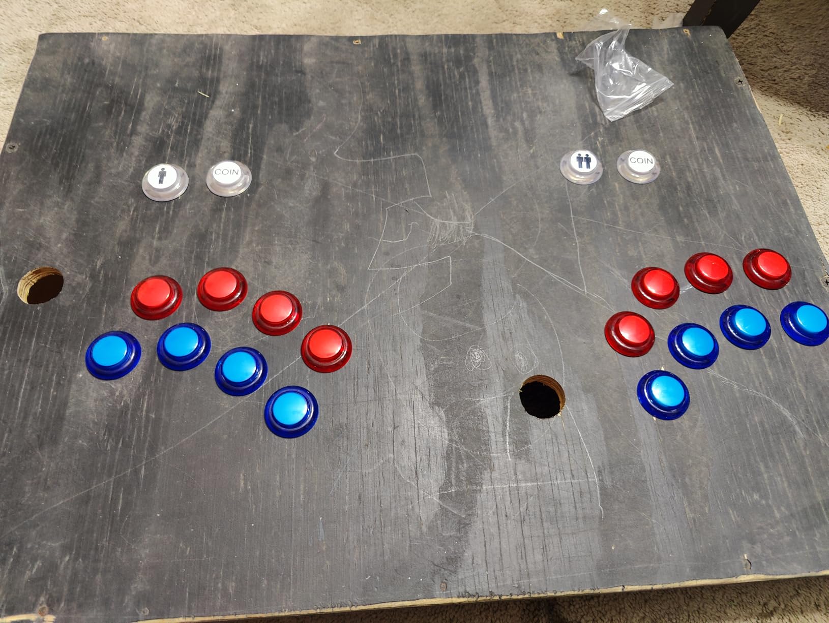 EG STARTS 2 Player Arcade Games DIY Kit Parts - 2 Ellipse Oval Joystick Handles + 20 LED lit Arcade Buttons (Red & Blue Kit) customer photo 1