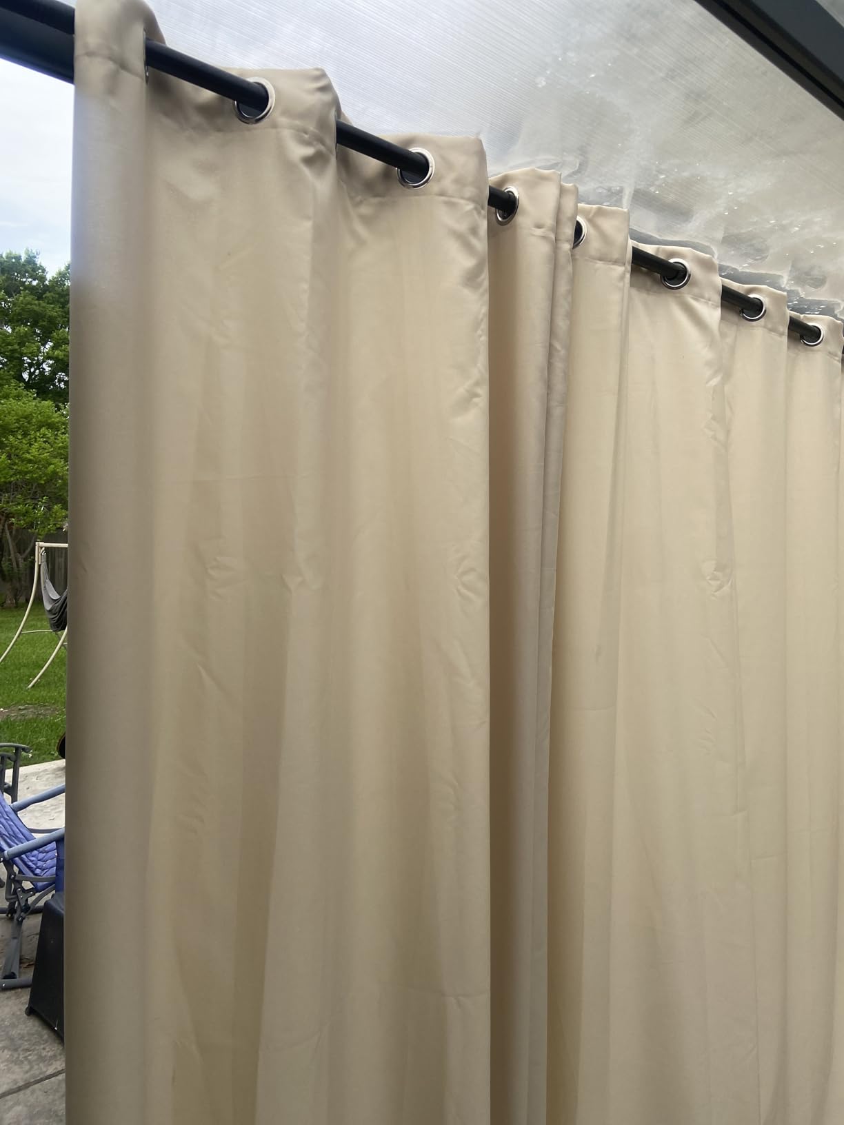 RYB HOME Extra Wide Outdoor Curtains for Patio Waterproof Heavy Duty Thermal Insulated in Summer Full Coverage Privacy for Porch, Gazebo & Pergola, W100 x L84, Biscotti Beige, 1 Panel customer photo 1