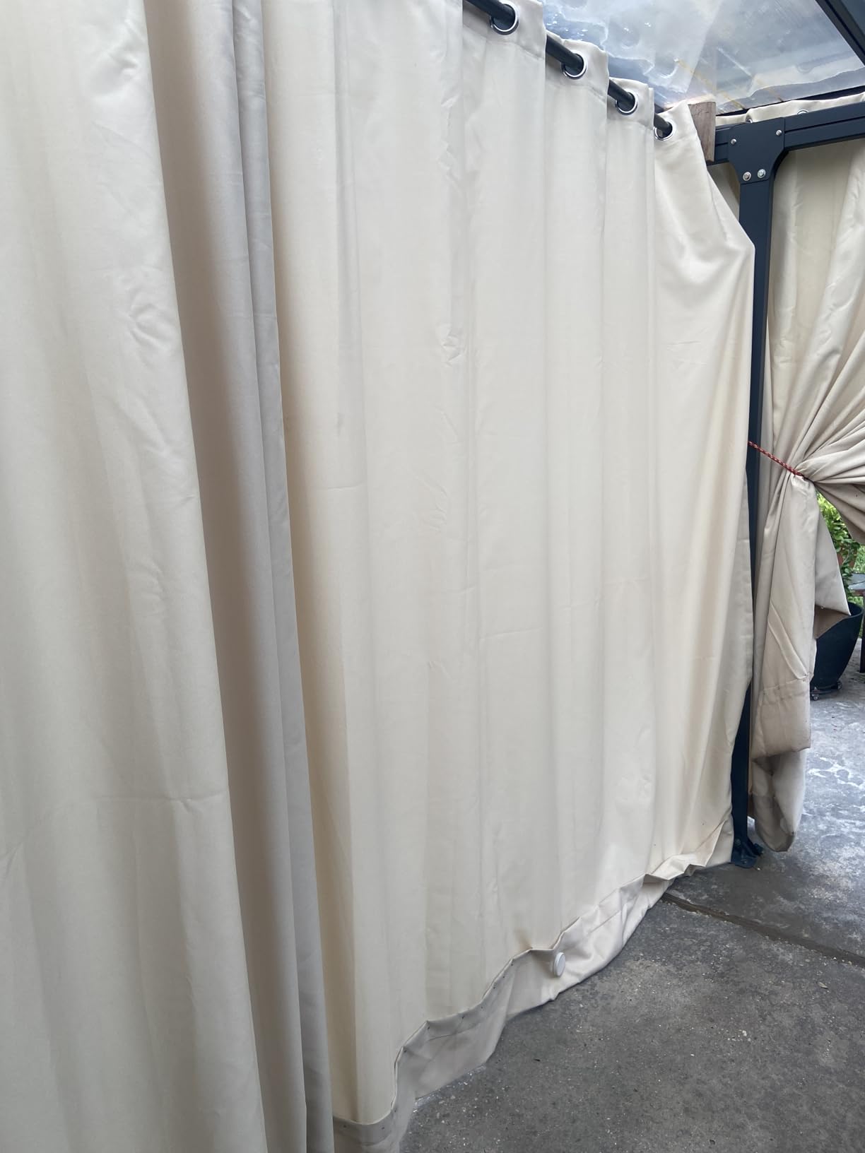 RYB HOME Extra Wide Outdoor Curtains for Patio Waterproof Heavy Duty Thermal Insulated in Summer Full Coverage Privacy for Porch, Gazebo & Pergola, W100 x L84, Biscotti Beige, 1 Panel customer photo 2