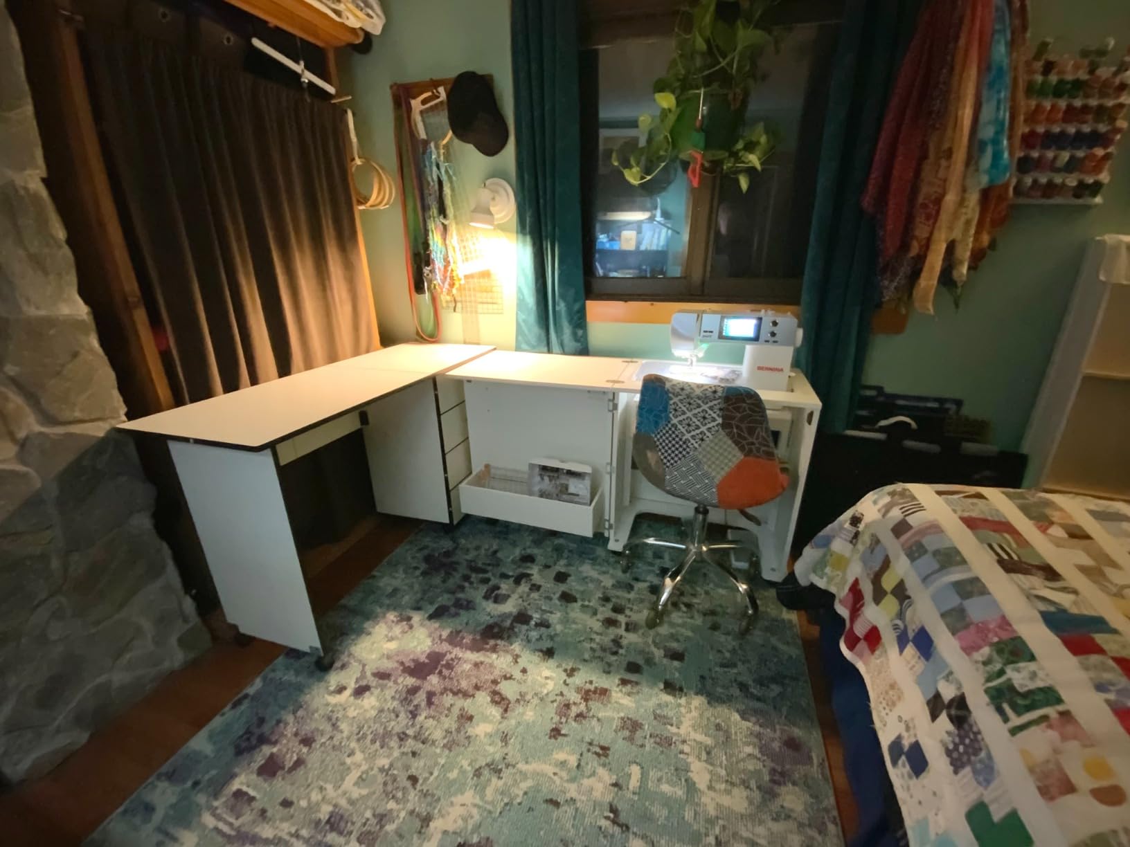 Arrow Sewing Classic Furniture Judy Sewing Cabinet: Portable, Folding, Compact, Locking Wheels, with Storage Bin and Hydraulic Machine Lift - White customer photo 2