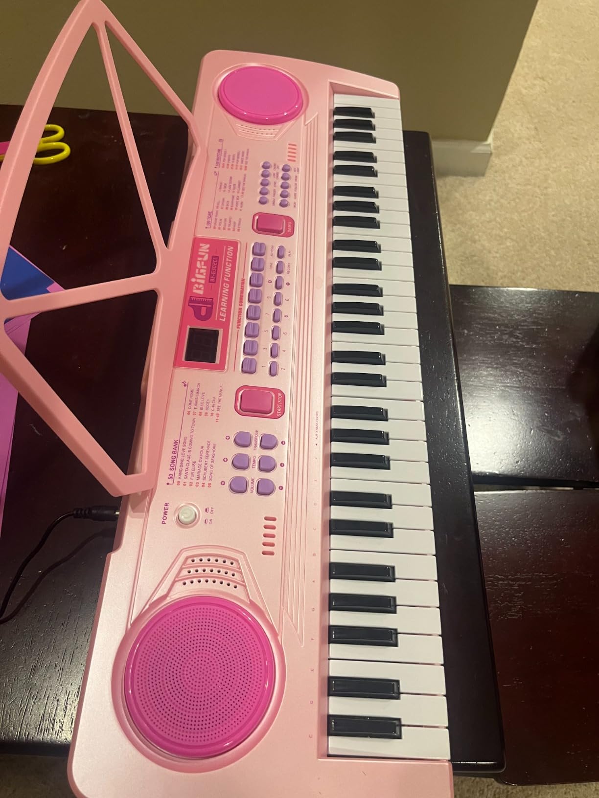 WOSTOO 61 Key Piano Keyboard for Kids, Portable 24.6-Inch Electronic Digital Piano with Follow Teaching Mode, Music Stand, Microphone & Recording, Educational Musical Instrument for Beginners, Pink customer photo 1