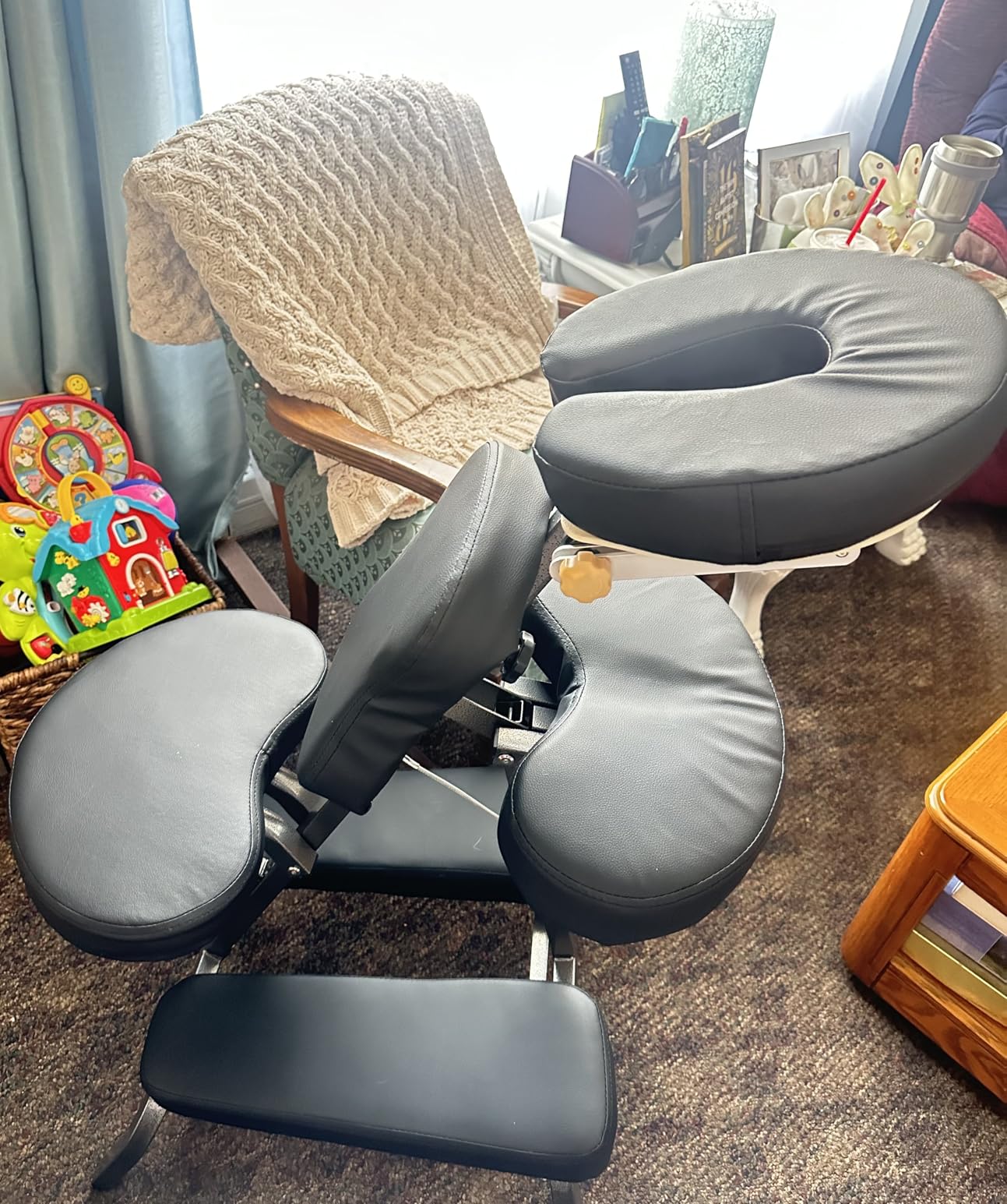 JupiterForce Portable Massage Chair Foldable Lightweight Tattoo Therapy Chair with Adjustable 4 Inches Thick Sponge Face Cradle for Client Spa Salon Massage with Carrying Bag (Black) customer photo 1