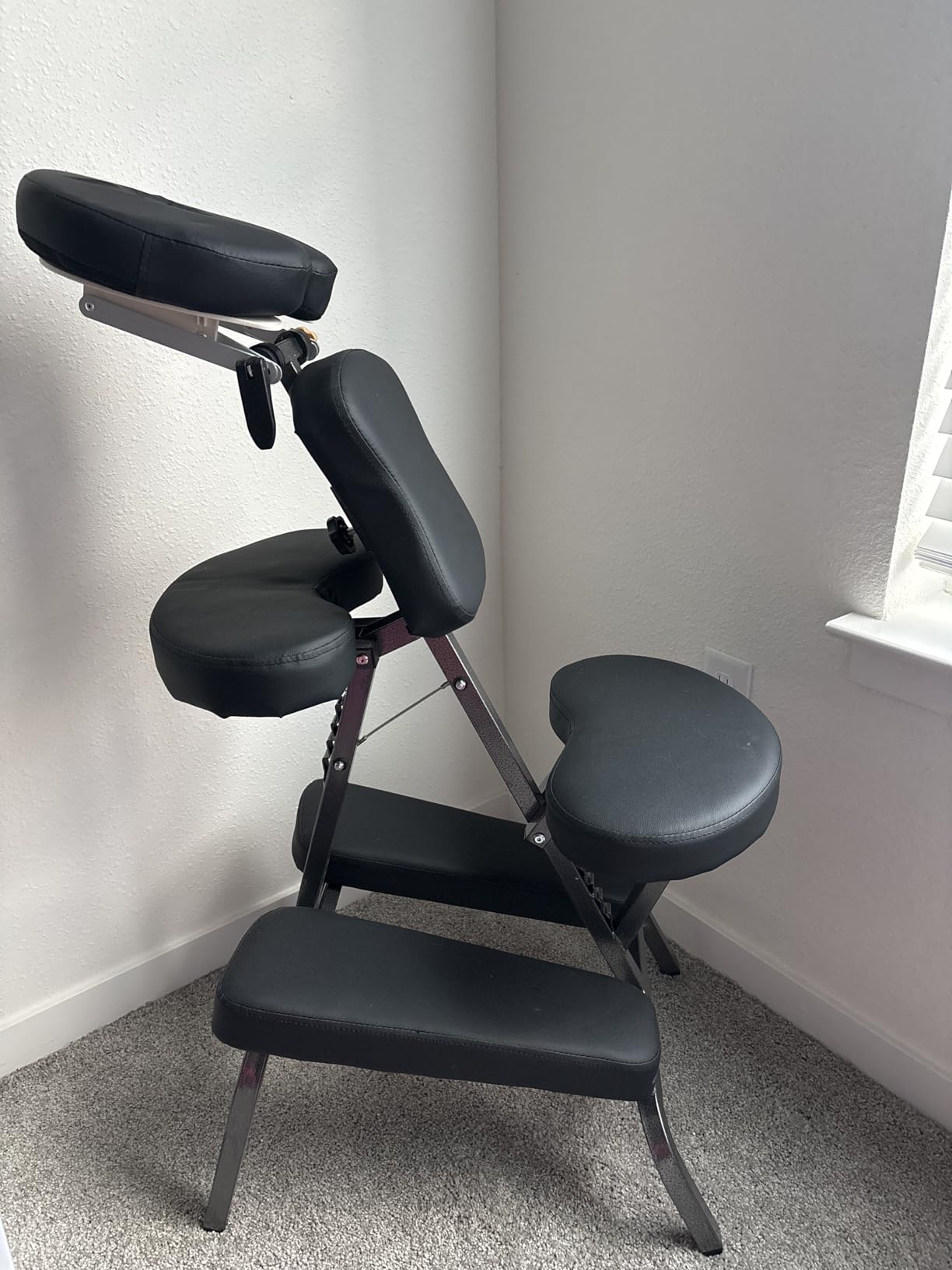 JupiterForce Portable Massage Chair Foldable Lightweight Tattoo Therapy Chair with Adjustable 4 Inches Thick Sponge Face Cradle for Client Spa Salon Massage with Carrying Bag (Black) customer photo 2