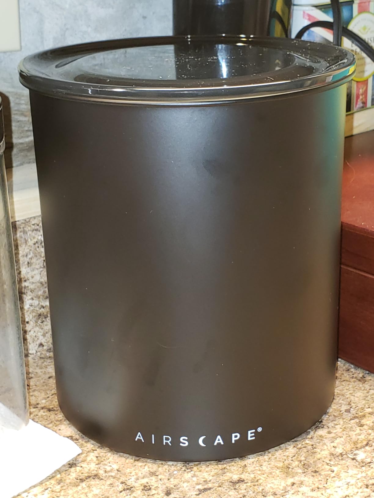AirScape Planetary Design Kilo Coffee Storage Canister - US Patented Inner Plunger Lid Removes Excess Oxygen - DON'T buy airtight, BUY AIR-LESS - Holds 2.2 lbs Coffee Beans - (Matte Black) customer photo 2