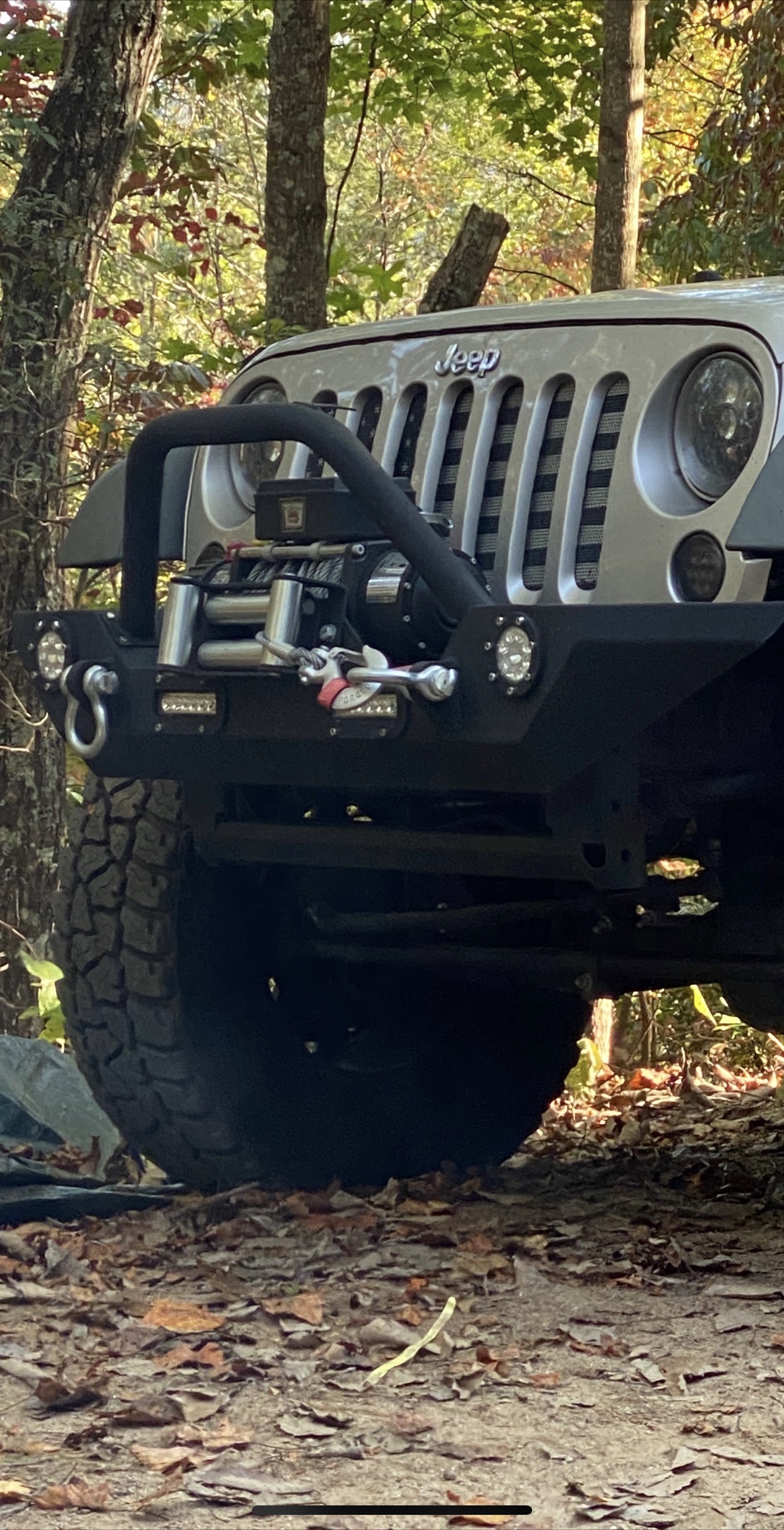 ECOTRIC Front Bumper Compatible with 2007-2025 Wrangler Unlimited JL/JLU & Gladiator JT, 2007-2018 JK Front Bumper Rock Crawler Winch Plate customer photo 2