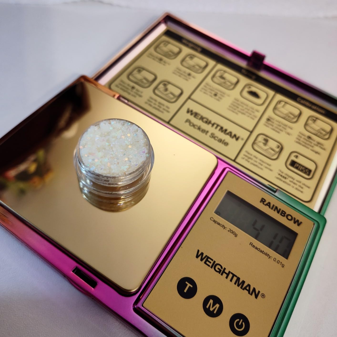 WEIGHTMAN Digital Scale Gram, 200g/0.01g Pocket Scale Gold Titanium Plating, LCD Backlit Display, Mini Jewelry Scale with 6 Units, Auto Off, Tare Function for Food, Coins, Battery Included customer photo 1