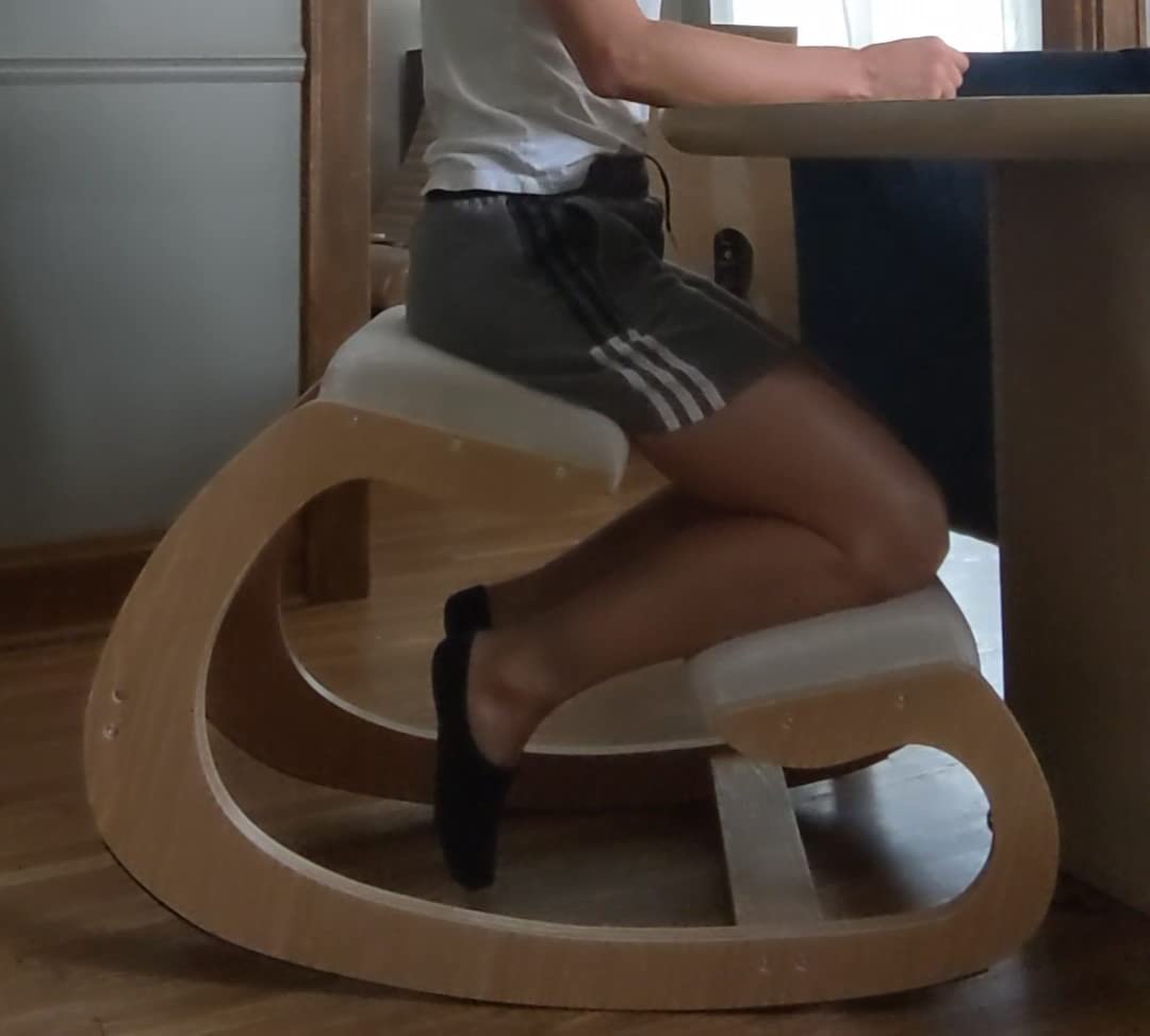 Predawn Adjustable Ergonomic Kneeling Chair - Custom Height Rocking Posture Stool with Thick Cushions, Solid Wood Frame, Knee Support Seat for Adults, Office or Meditation Use(White Oak) customer photo 2