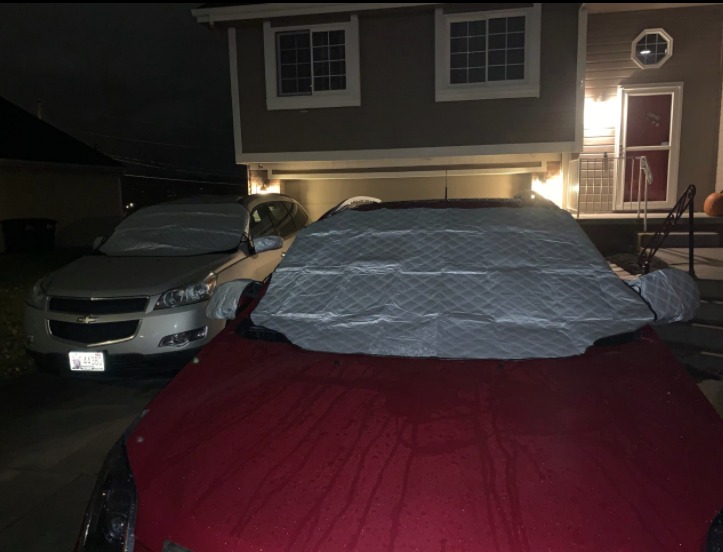 Gintenco Car Windshield Snow Cover, Frost Ice Windscreen Covers with Magnetic Edges, 4 Layers Thickness Snow Protector Covers with Side Mirrors Cover Easy to Use for Car SUV CRV Trucks (Small) customer photo 2