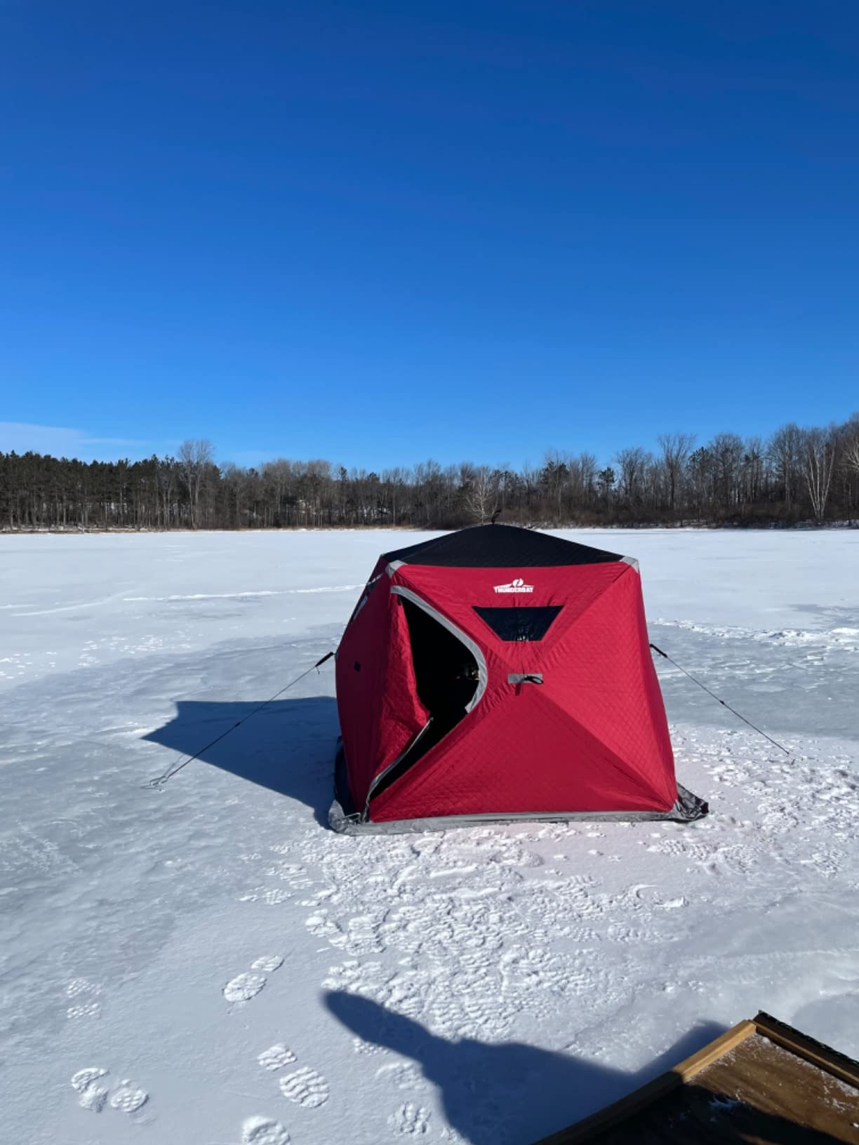 THUNDERBAY Ice Cube Series Pop-Up 3-4 Person Wide Bottom Ice Fishing Shelter, 39-56 Square Feet of Fishable Area, Portable 3-4 Person Ice Shanty customer photo 1