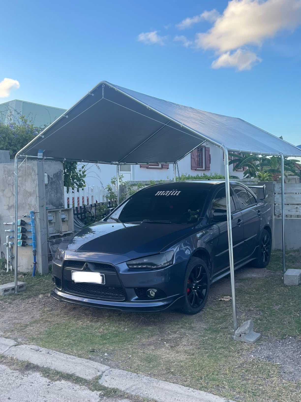 Quictent 10x20 ft Heavy Duty Car Canopy Galvanized Frame Carport Outdoor Party Tent Boat Shelter with 3 Reinforced Steel Cables - White customer photo 1