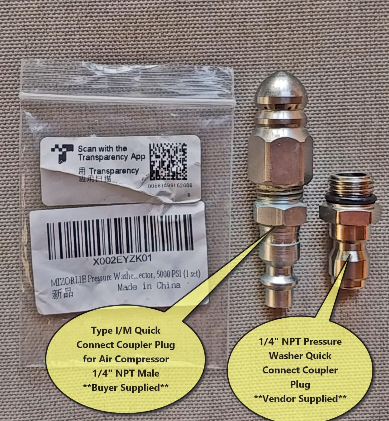 MIZORLIE Pressure Washer Sewer Jetter Nozzle with Stainless Steel, Mini Compact Durable Sewer Jet Nozzle, Pressure Drain Jetter Hose Nozzle, 1/4'' Quickly Connector, 5000 PSI (1 set) customer photo 1