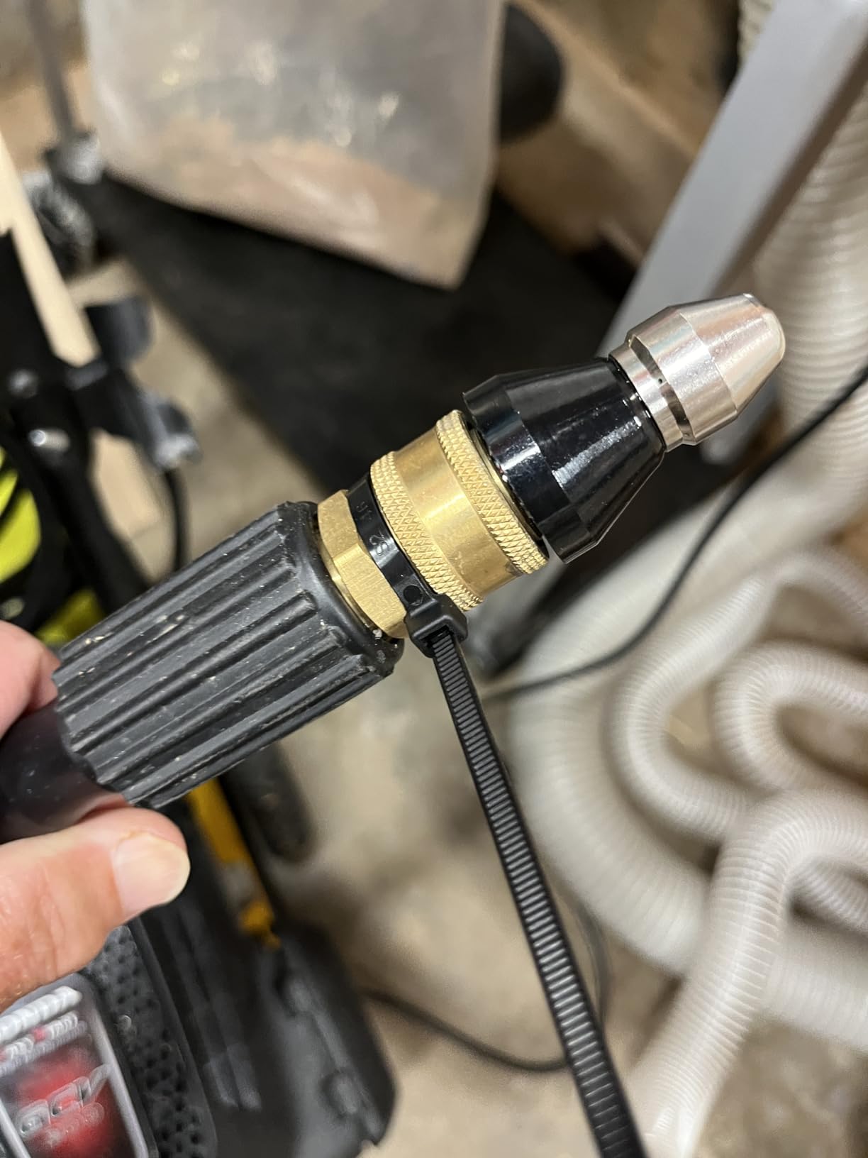 MIZORLIE Pressure Washer Sewer Jetter Nozzle with Stainless Steel, Mini Compact Durable Sewer Jet Nozzle, Pressure Drain Jetter Hose Nozzle, 1/4'' Quickly Connector, 5000 PSI (1 set) customer photo 2
