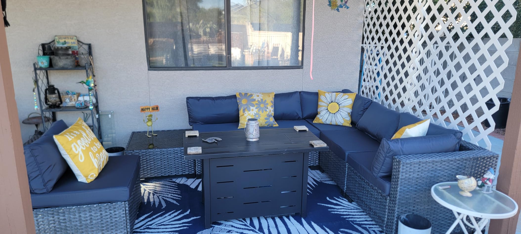 Valita 7 Pieces Outdoor Wicker Furniture Conversation Set Patio Sectional Sofa Set Glass Table with Non-Slip Cushions Furniture Cover customer photo 1