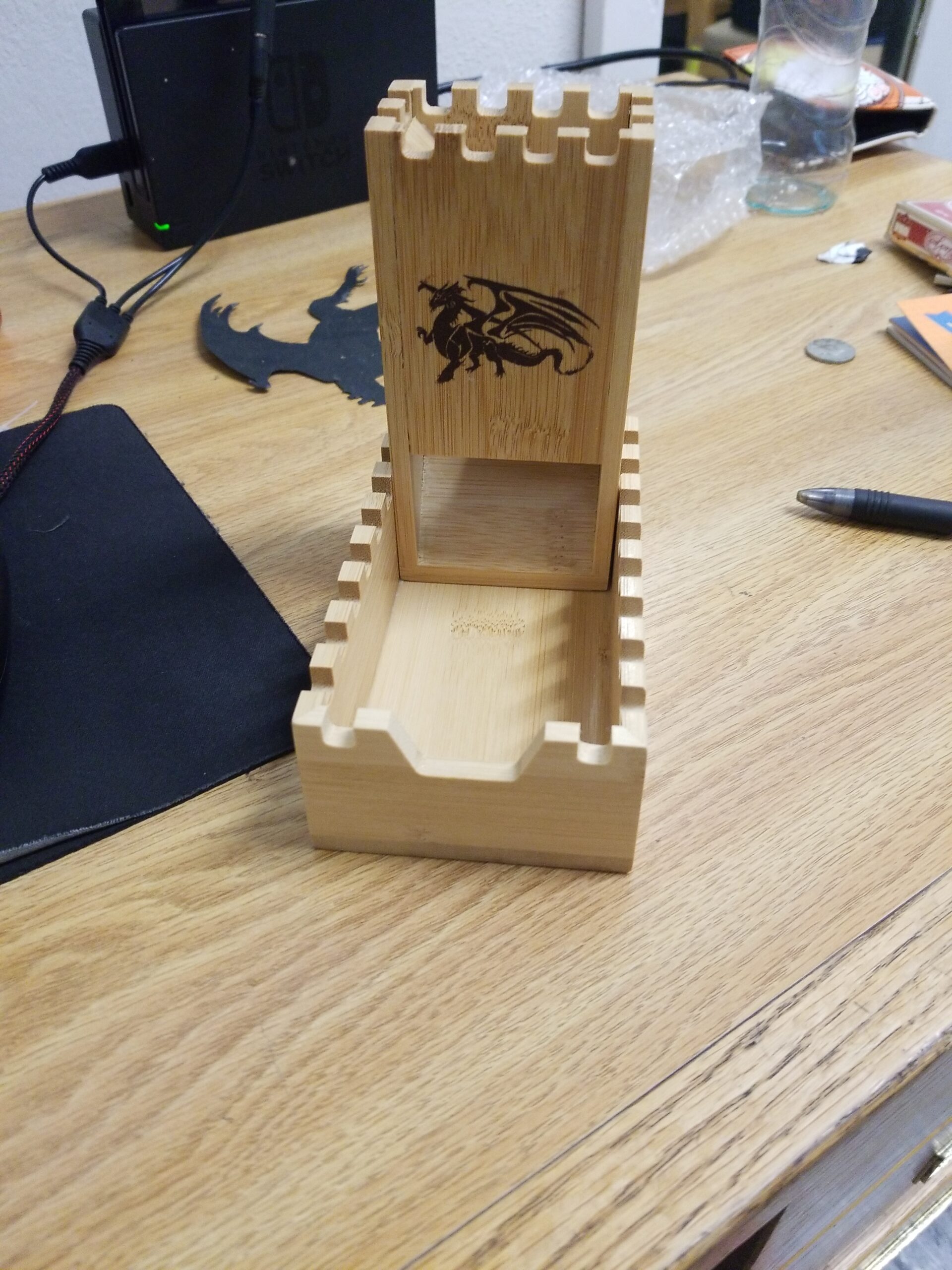 Bamboo Dice Tower | Special Edition Wooden Rolling Case | Perfect for DM's, Mini Games, RPG Players, DND, Dungeons and Dragons | Foldable Handcrafted Wood Die Roller Castle | Collapsible Chest customer photo 2