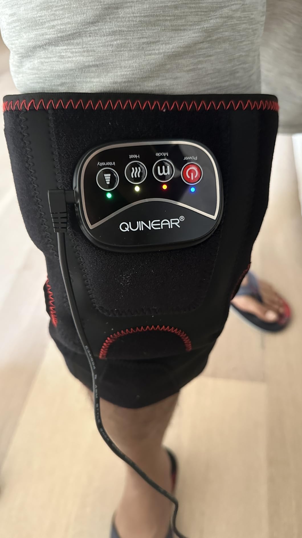 QUINEAR Air Compression Knee Massager with Heat, Knee Brace Wrap for Arthritis Pain Relief, Heating Pad for Knee for Circulation and Pain Relief, 3 Modes & 3 Intensities customer photo 2