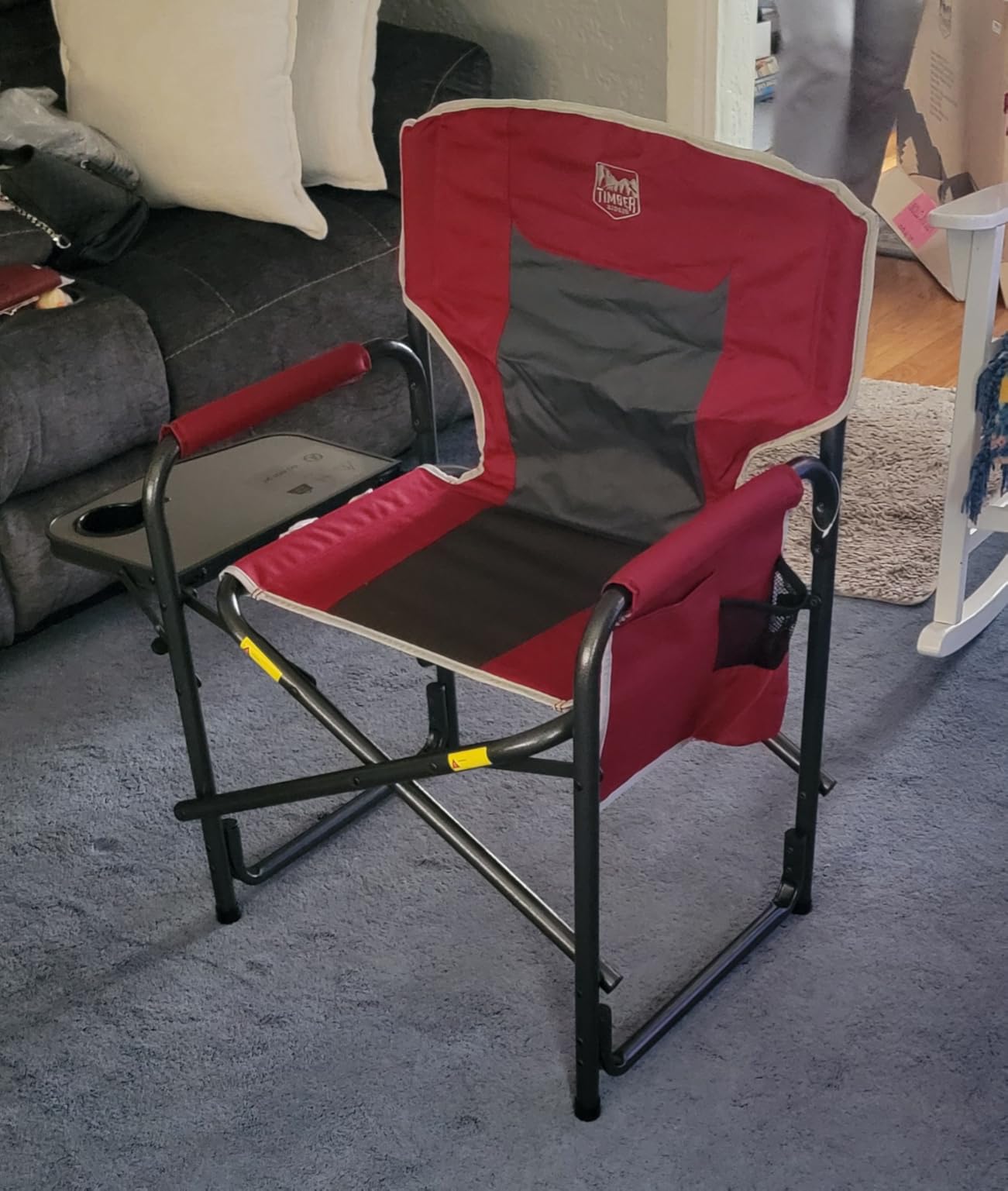 TIMBER RIDGE Aluminum Oversized Camping Chair, Lightweight Portable Directors Chair with Side Table Detachable Side Pocket for Outdoor Camping, Lawn, Picnic, Support 400lbs Black customer photo 1