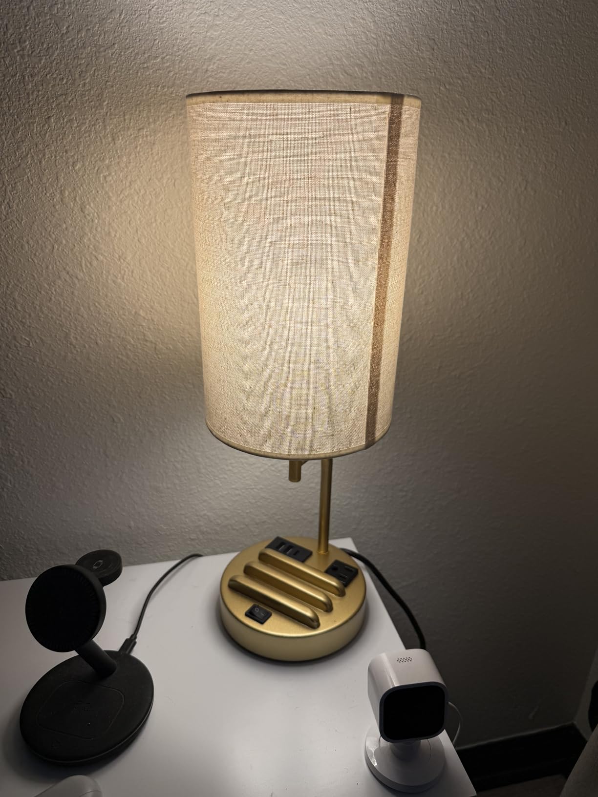 Dreamholder Table Lamp with 3 USB Charging Ports, Modern Desk Lamp with AC Outlet and Phone Stands, Perfect Bedside Lamp for Bedroom, Living Room, Office (Pack of 2), Cream customer photo 1