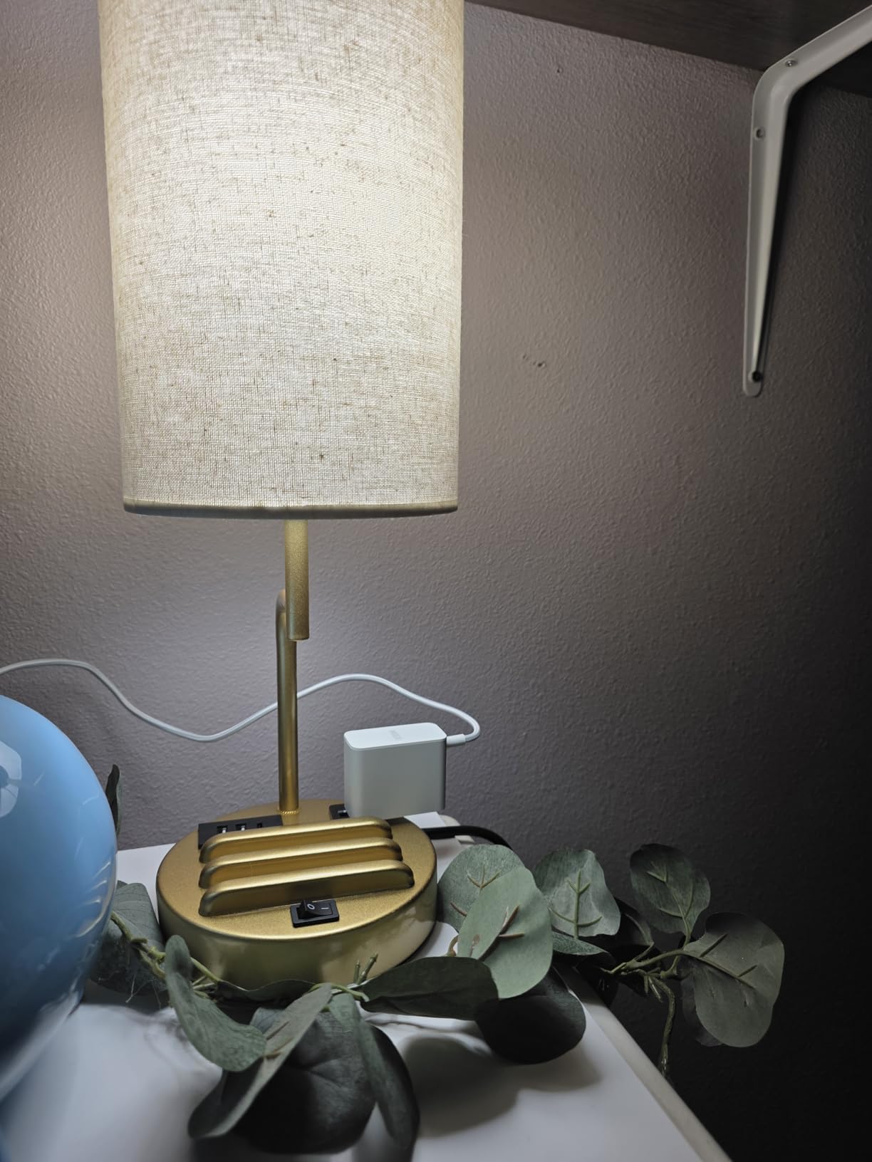 Dreamholder Table Lamp with 3 USB Charging Ports, Modern Desk Lamp with AC Outlet and Phone Stands, Perfect Bedside Lamp for Bedroom, Living Room, Office (Pack of 2), Cream customer photo 2
