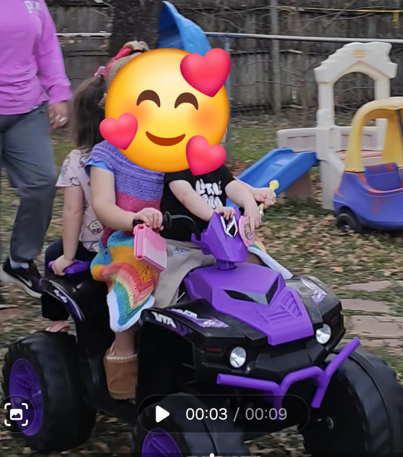 Costzon Kids ATV, 12V Battery Powered Electric Vehicle w/LED Lights, High & Low Speed, Horn, Music, USB, Treaded Tires, Ride on Car 4 Wheeler Quad for Boys & Girls Gift, Ride on ATV (Blue) customer photo 2