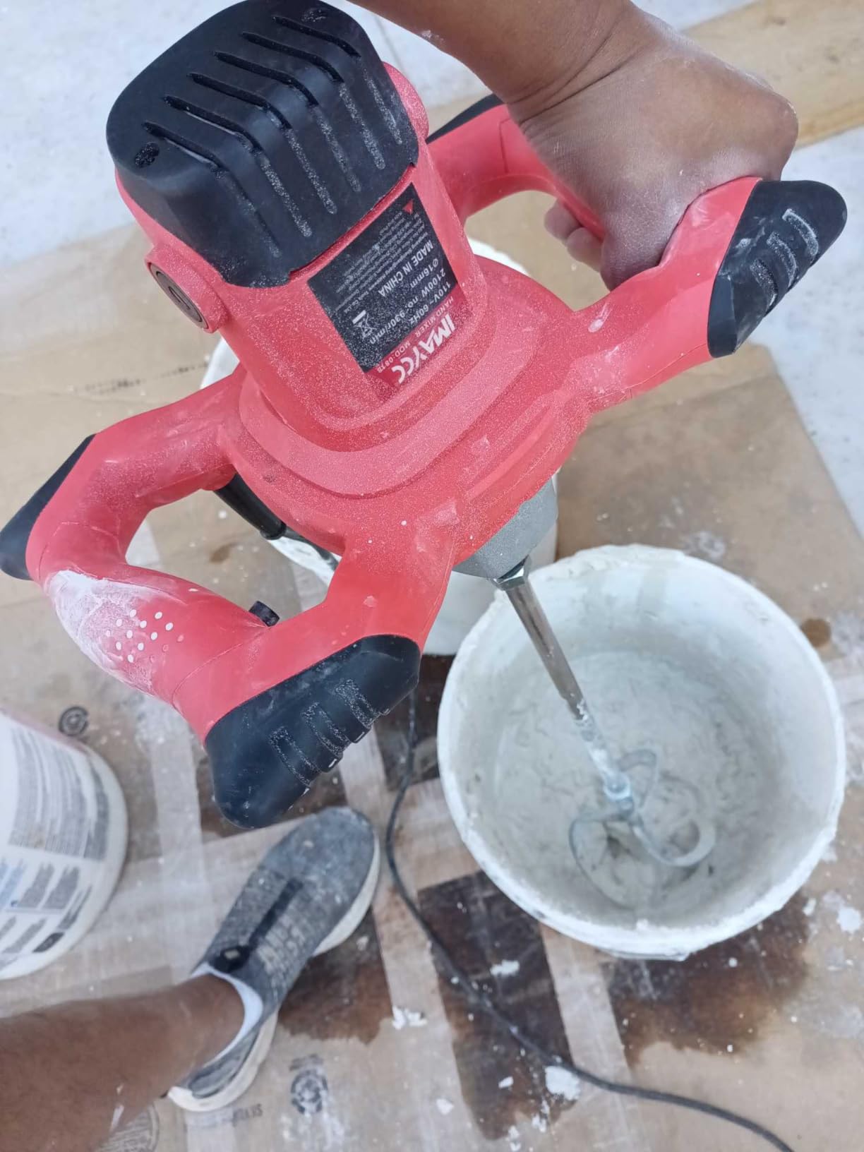 IMAYCC Cement Mixer, 2100W Electric Concrete Mixer with 6 Speed, 110V Handheld Mud Mixer for Mortar,Paint, Grout, Plaster, Thinset,Fodder Stirring Tool customer photo 2