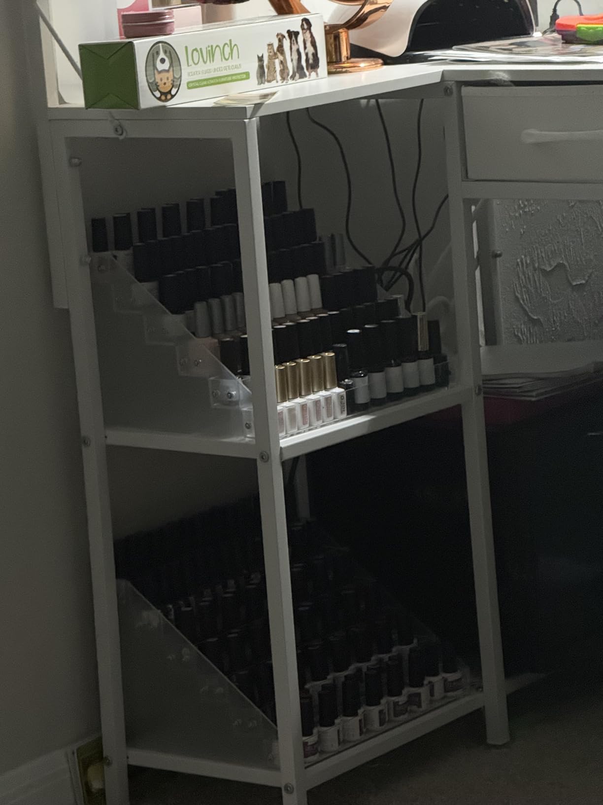 BTremary Clear Nail Polish Paint Organizer Holder Rack Shelf 6 Tier Acrylic Tattoo Ink Essential Oil Display Stand Holds Up to 48-96 Bottles for Table (Fit 1-2oz Bottles) customer photo 1