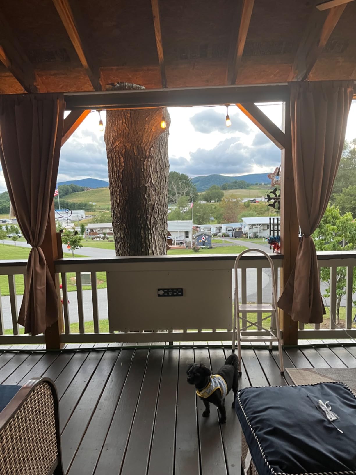 StangH Outdoor Curtains for Patio - Thick Fabric Heavy Duty Waterproof Curtain Panel Prevent Rain and Wind in, Grommet Top Blackout Drapes for Lanai/Porch, W100 x L84, Natural Beige, 1 Panel customer photo 1