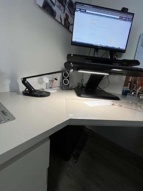 JKSWT LED Desk Lamp, Eye-Caring Table Lamps Natural Light Protects Eyes Dimmable Office Lamp with 5 Color Modes USB Charging Port Touch Control and Memory Function, 10W Reading Lamp,Black customer photo 2
