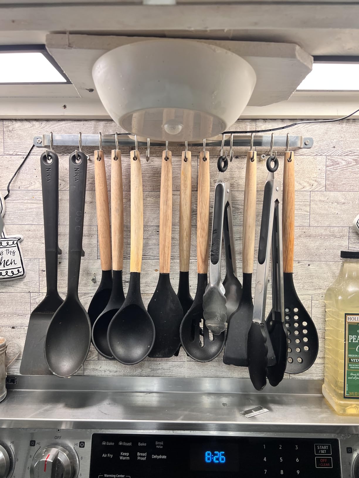 Kyraton Kitchen Utensil Rail Organizer - Wall Mounted Gourmet Rack With 14 Hooks for Hanging Knives, Mugs, Spatulas, Pots and Utensils customer photo 1