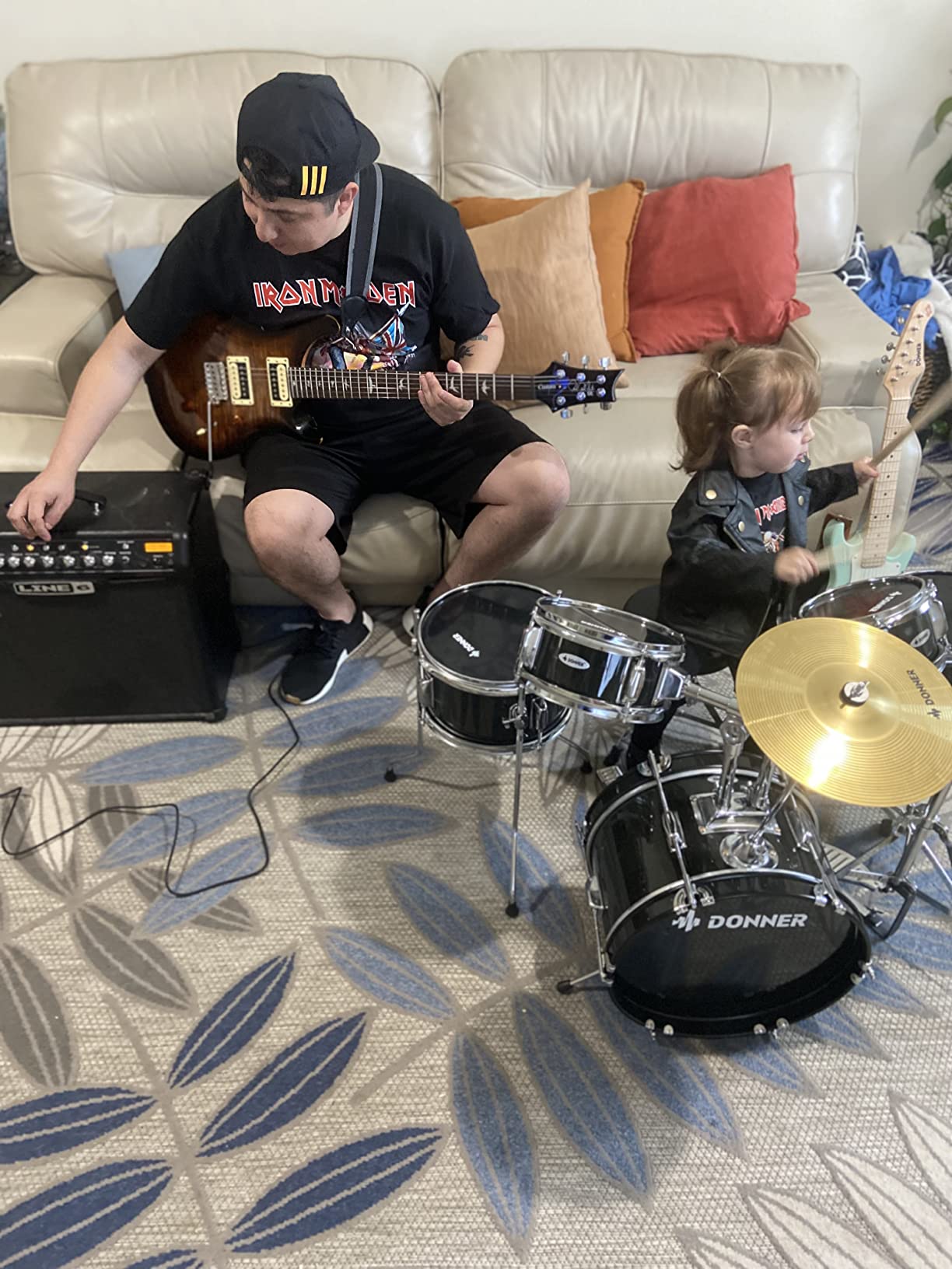 Kids Drum Sets-Donner 5-Piece for Beginners,14 inch Junior Drum Kit, with Adjustable Throne, Cymbal, Hi-Hat, Pedal & Drumstick, Present for Child-Blue customer photo 2